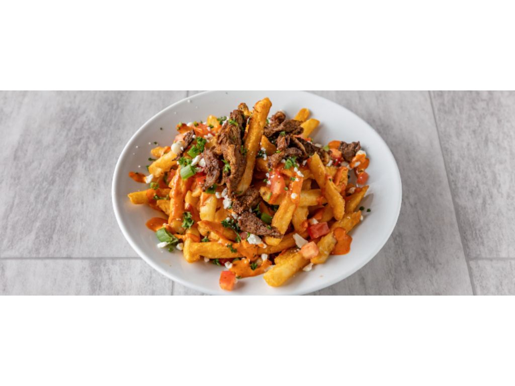 Spicy Pork Shawarma Fries.