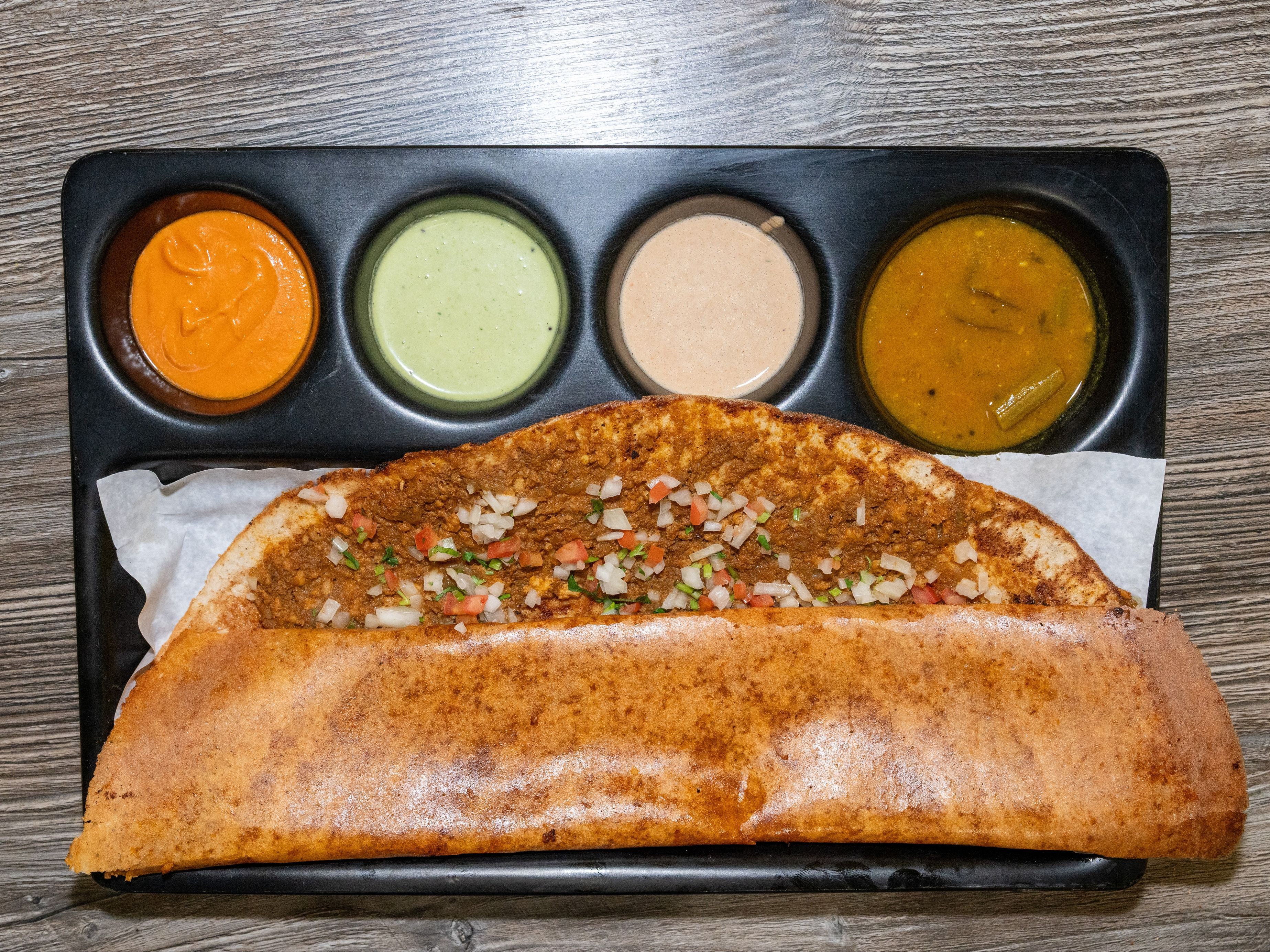 Vijayawada Chicken Keema Dosa (Halal).