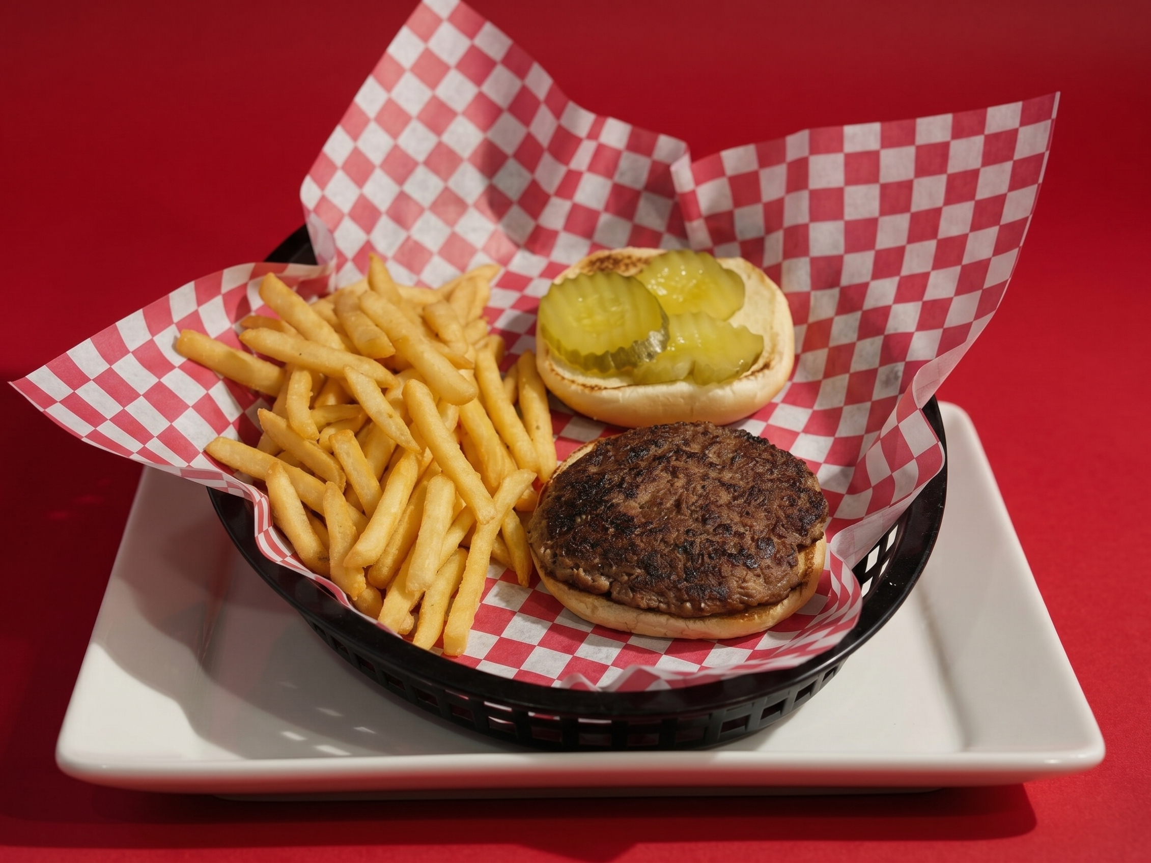Hamburger W/ Half Order French Fries