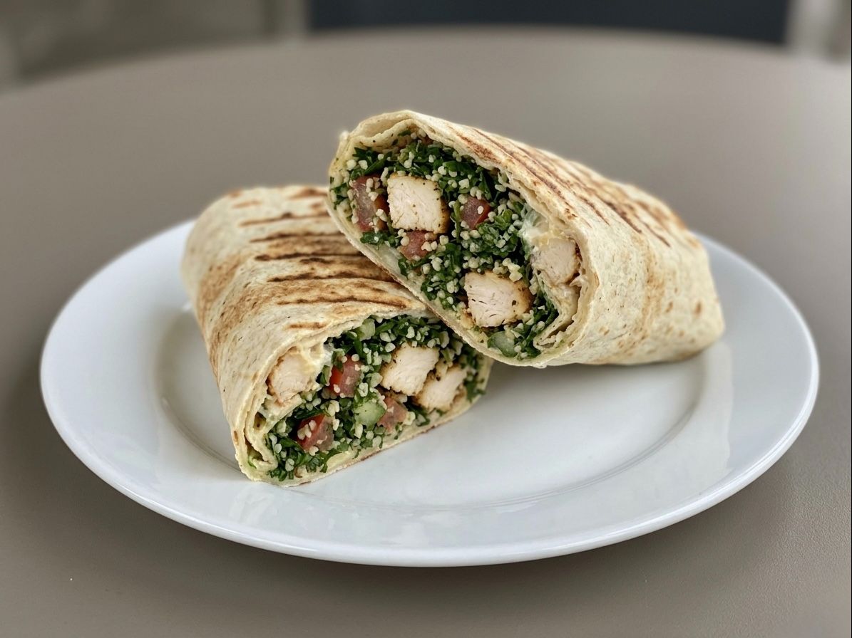 Tawook Tabbouli Wrap & Fries.