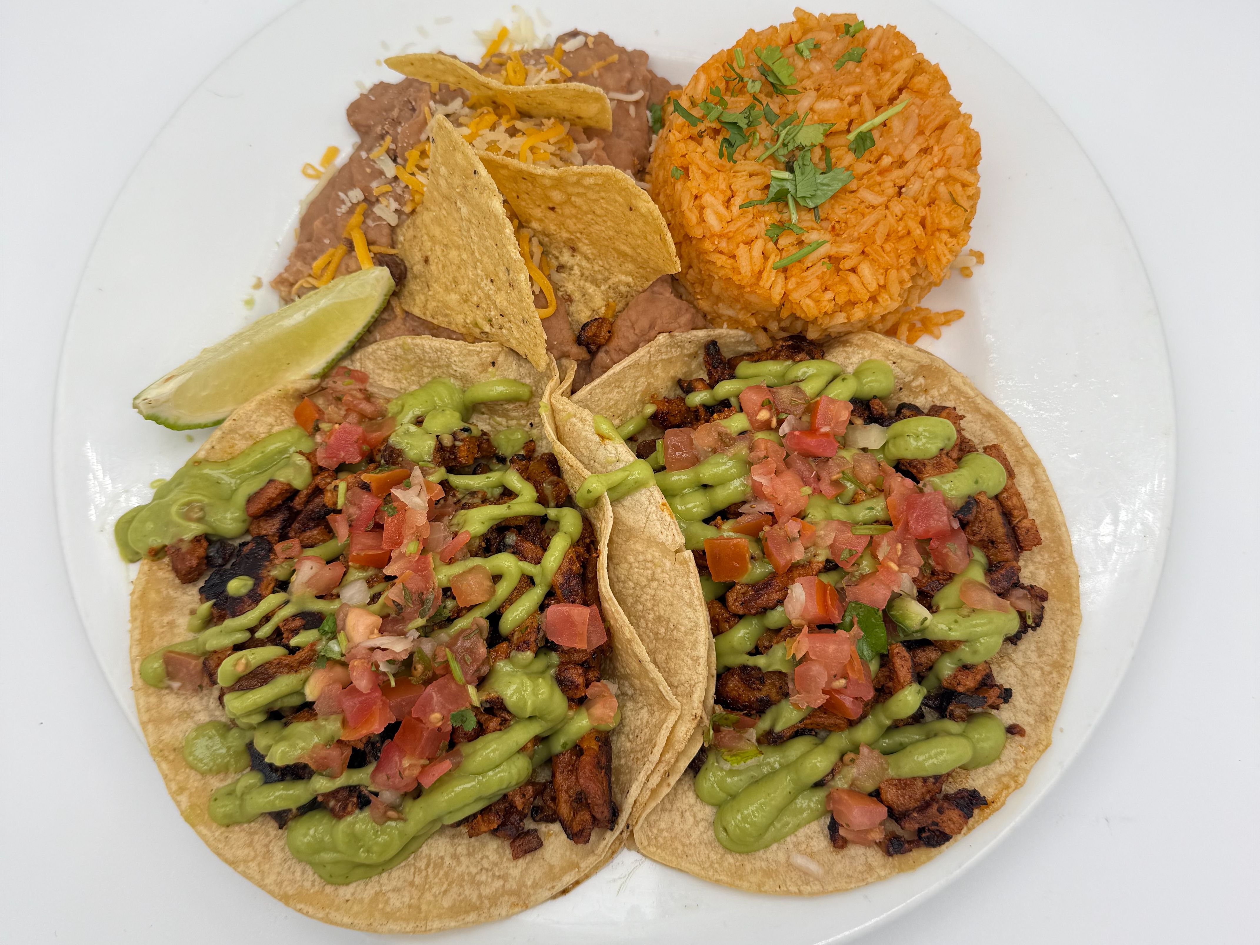 2 Tacos Al Pastor Plate.