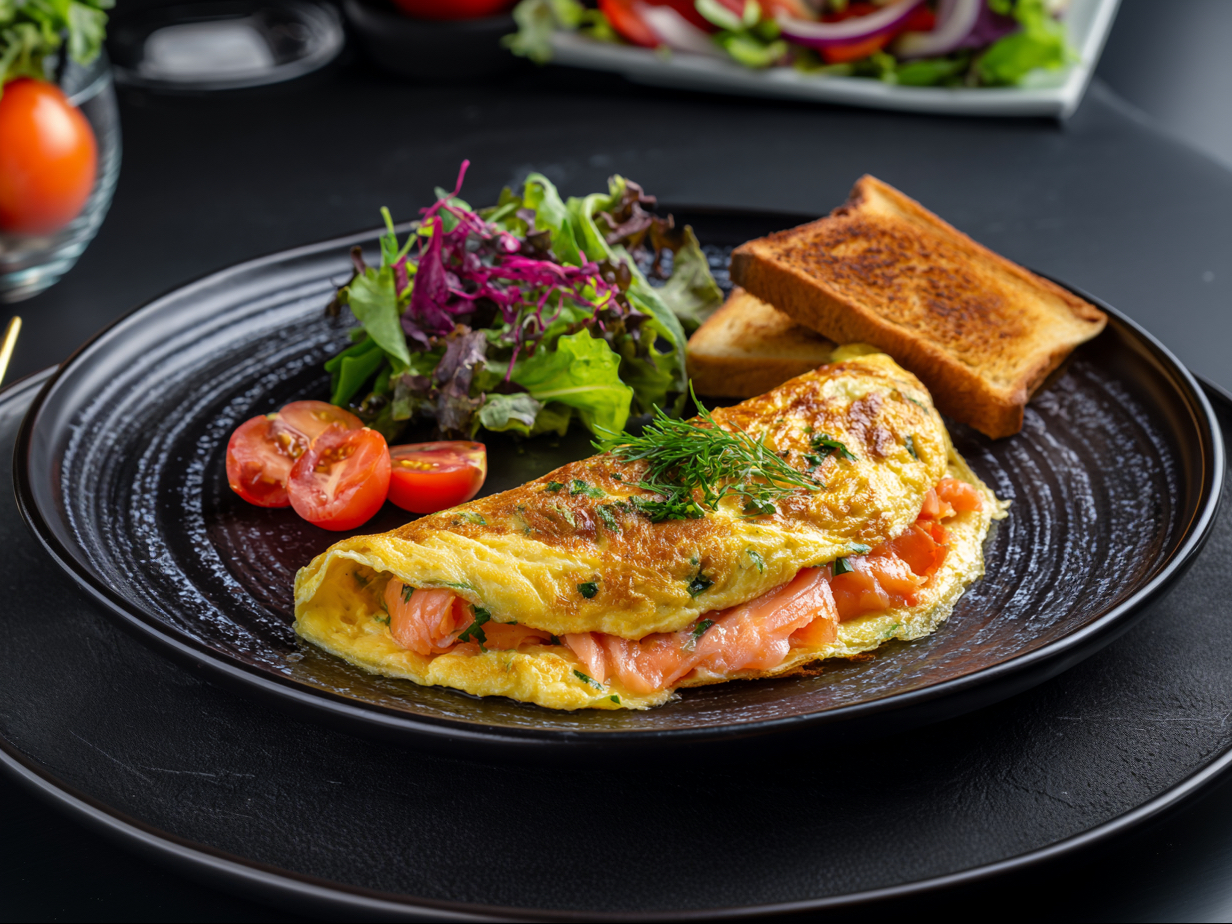 Smoked Salmon Omelette.