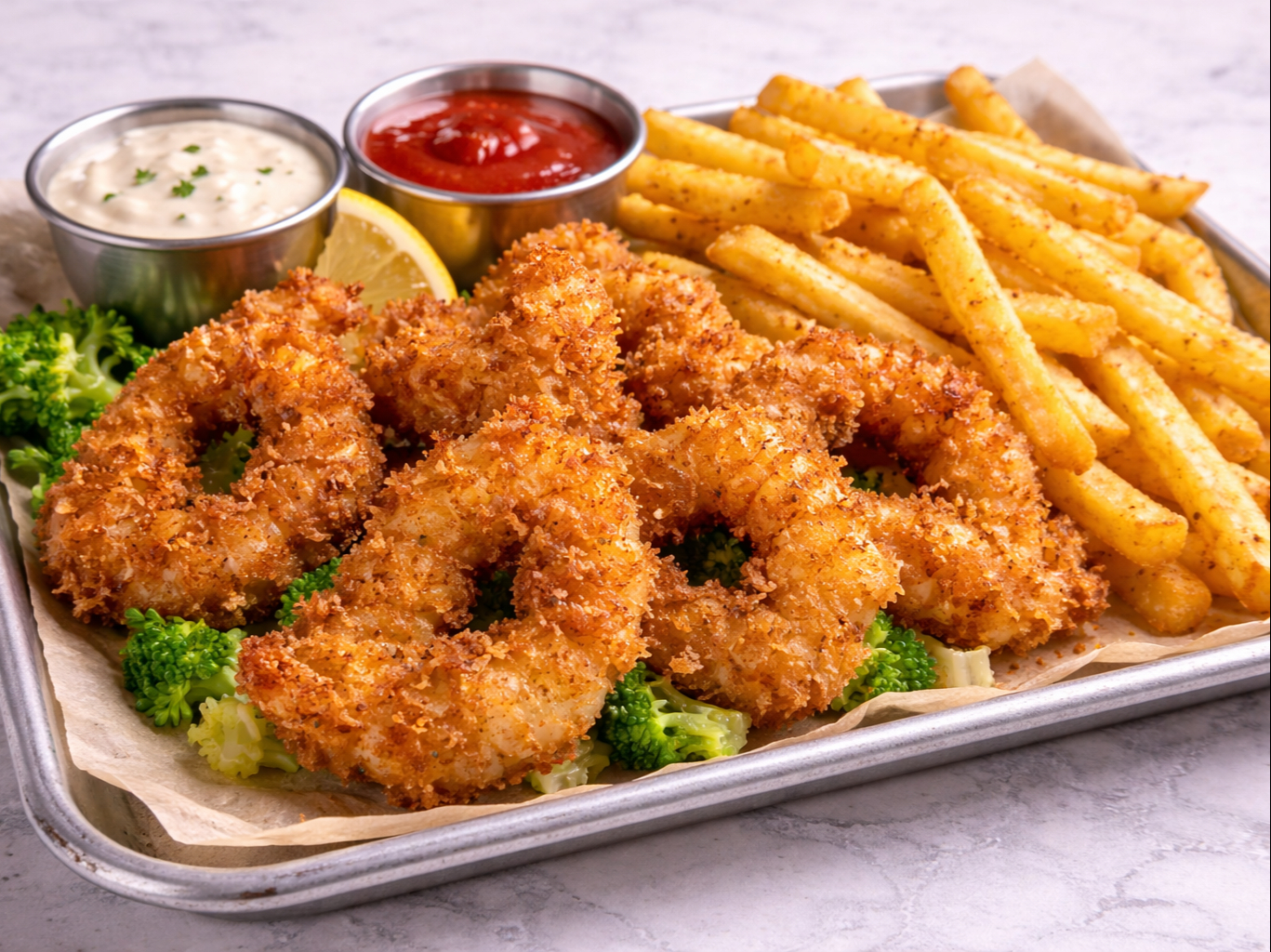 4.Fried Shrimps With French Fries.