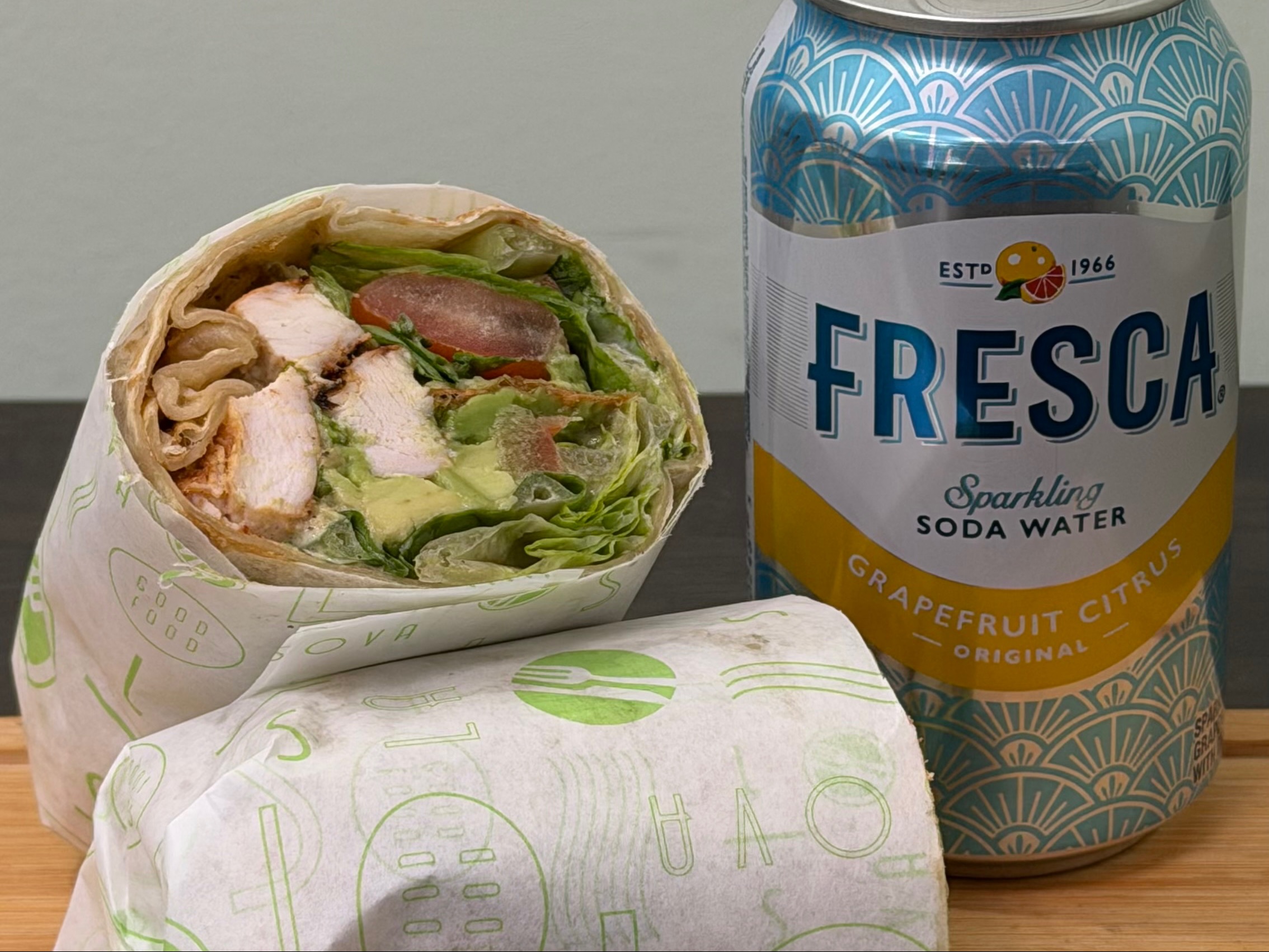 Chicken Caesar wrap (L).