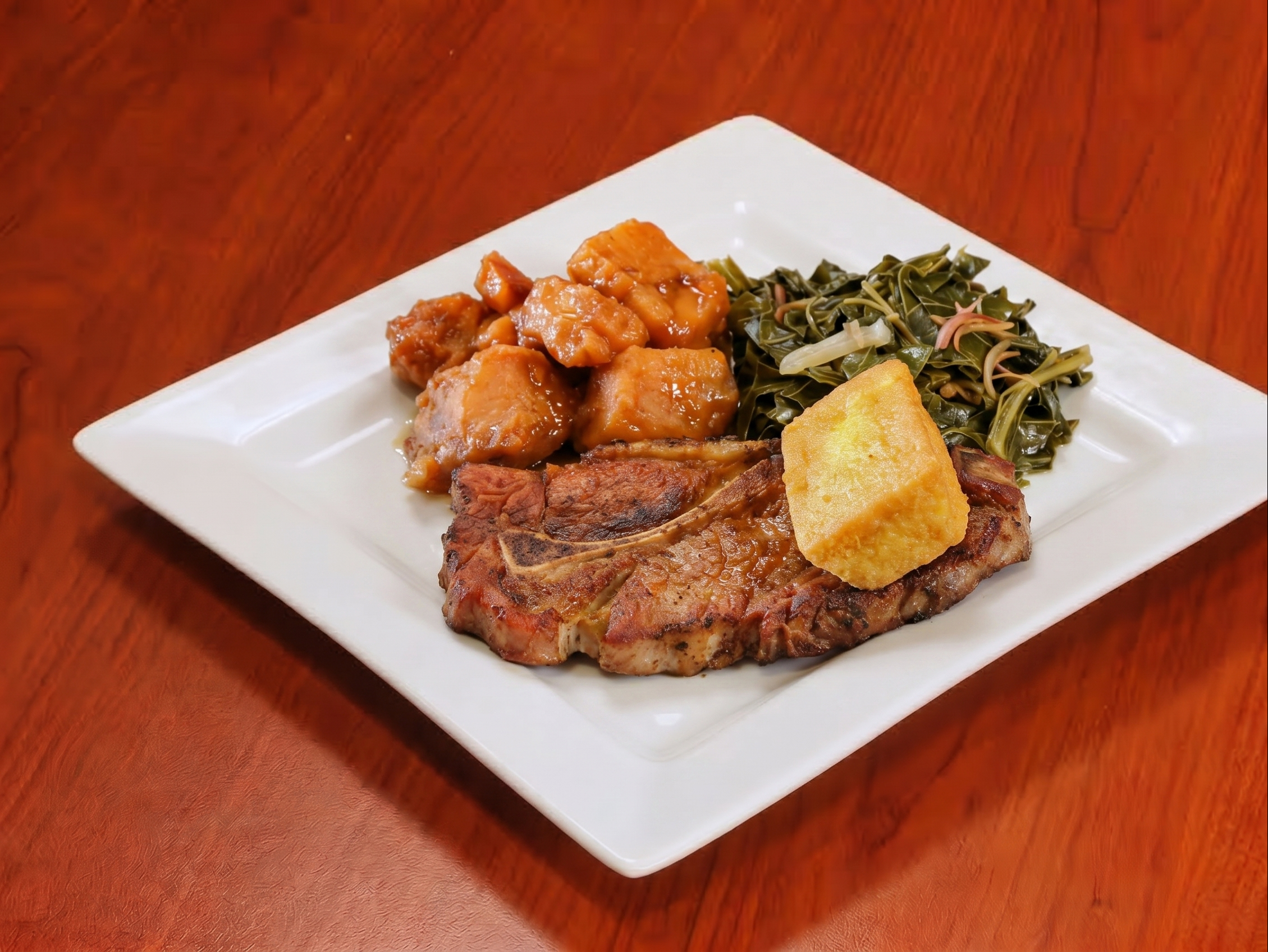 Smoked Pork Steak Plate.