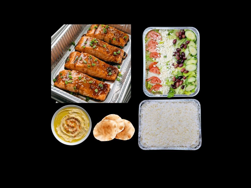 BAKED SALMON COMBO MEAL.