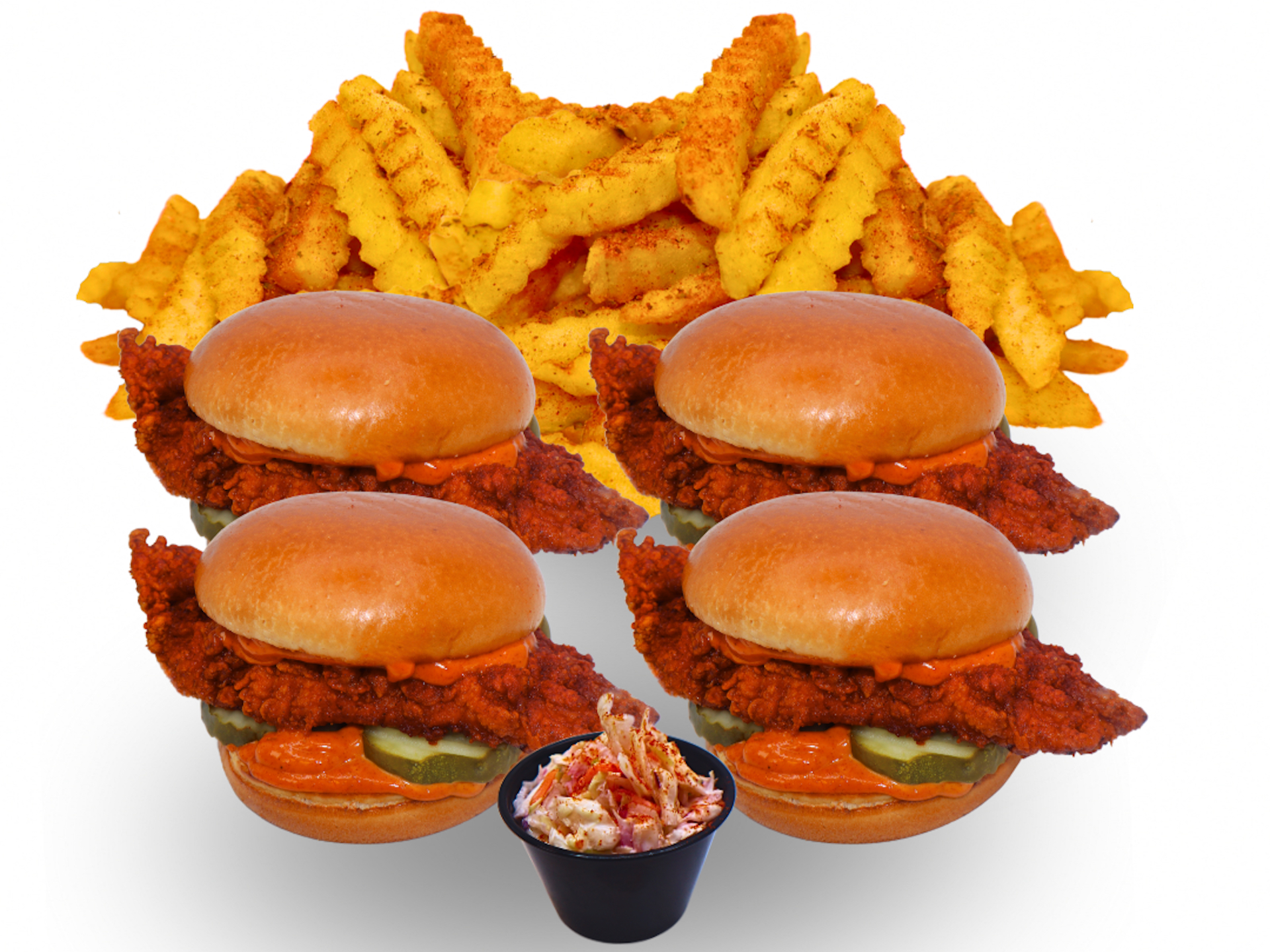 4 Sandwiches With 2 Fries And  2 Soft Drink