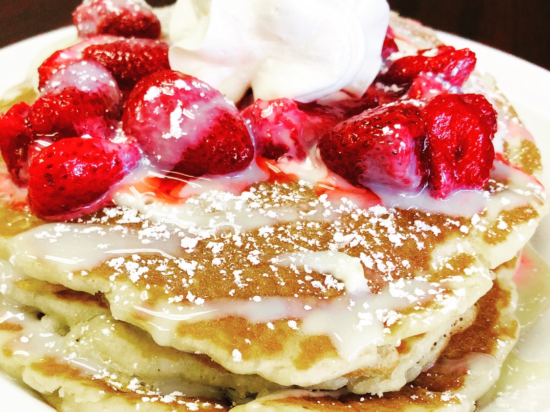 Strawberries & Cream Pancakes.