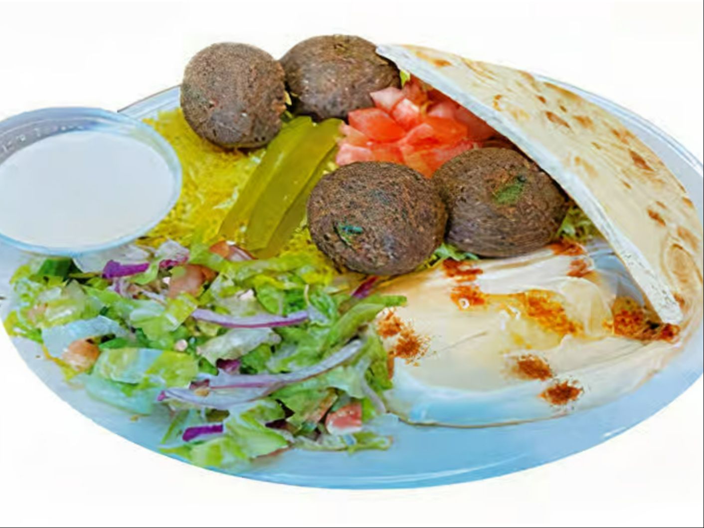 Rice Falafel Plate & Tahini Sauce.