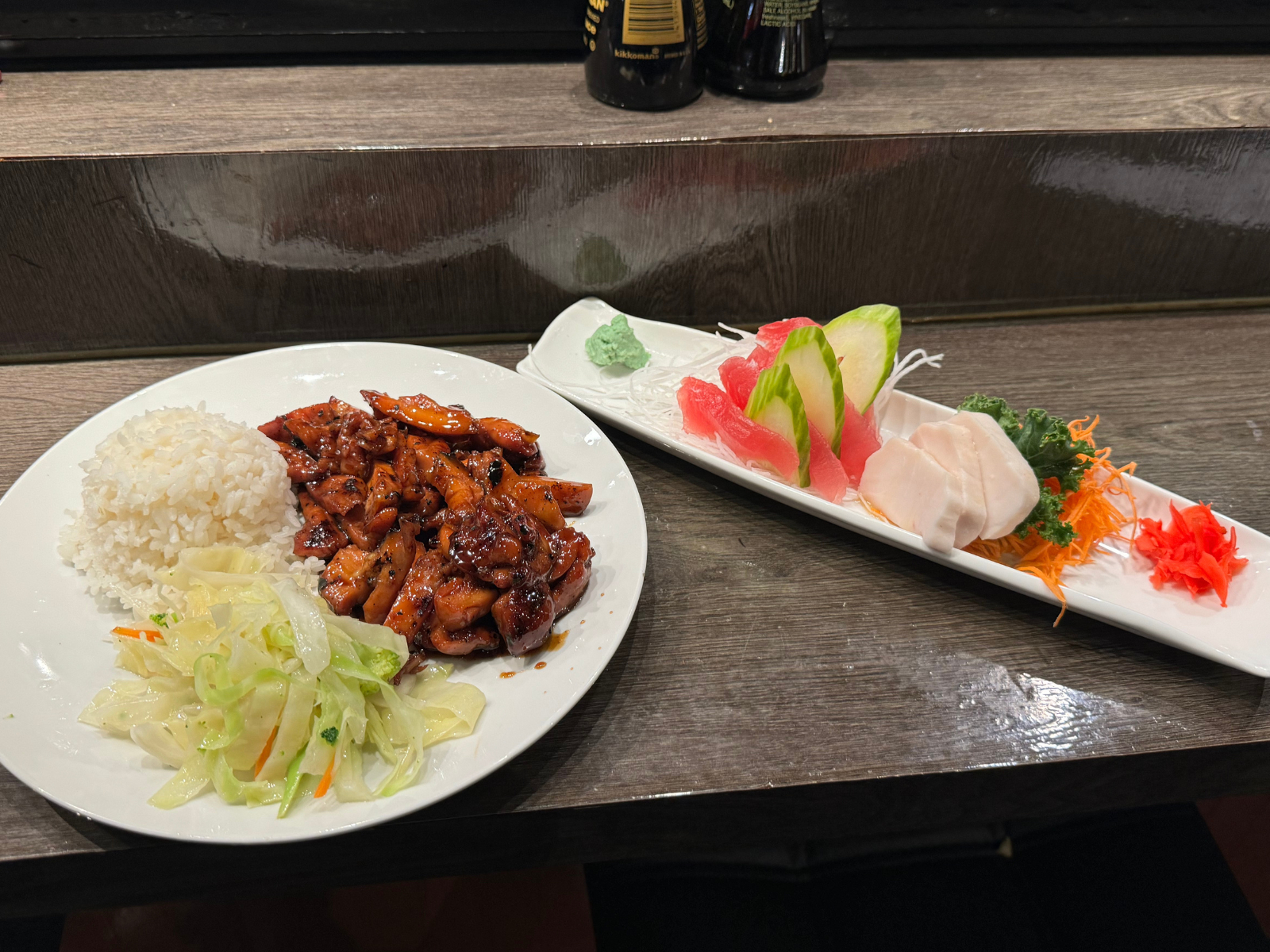 Teriyaki Chicken & Sashimi.