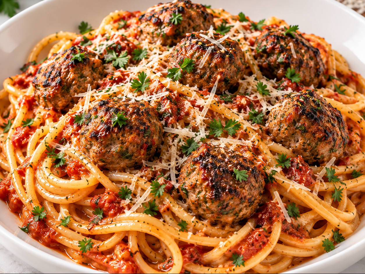 LAMB MEATBALL SPAGHETTI.