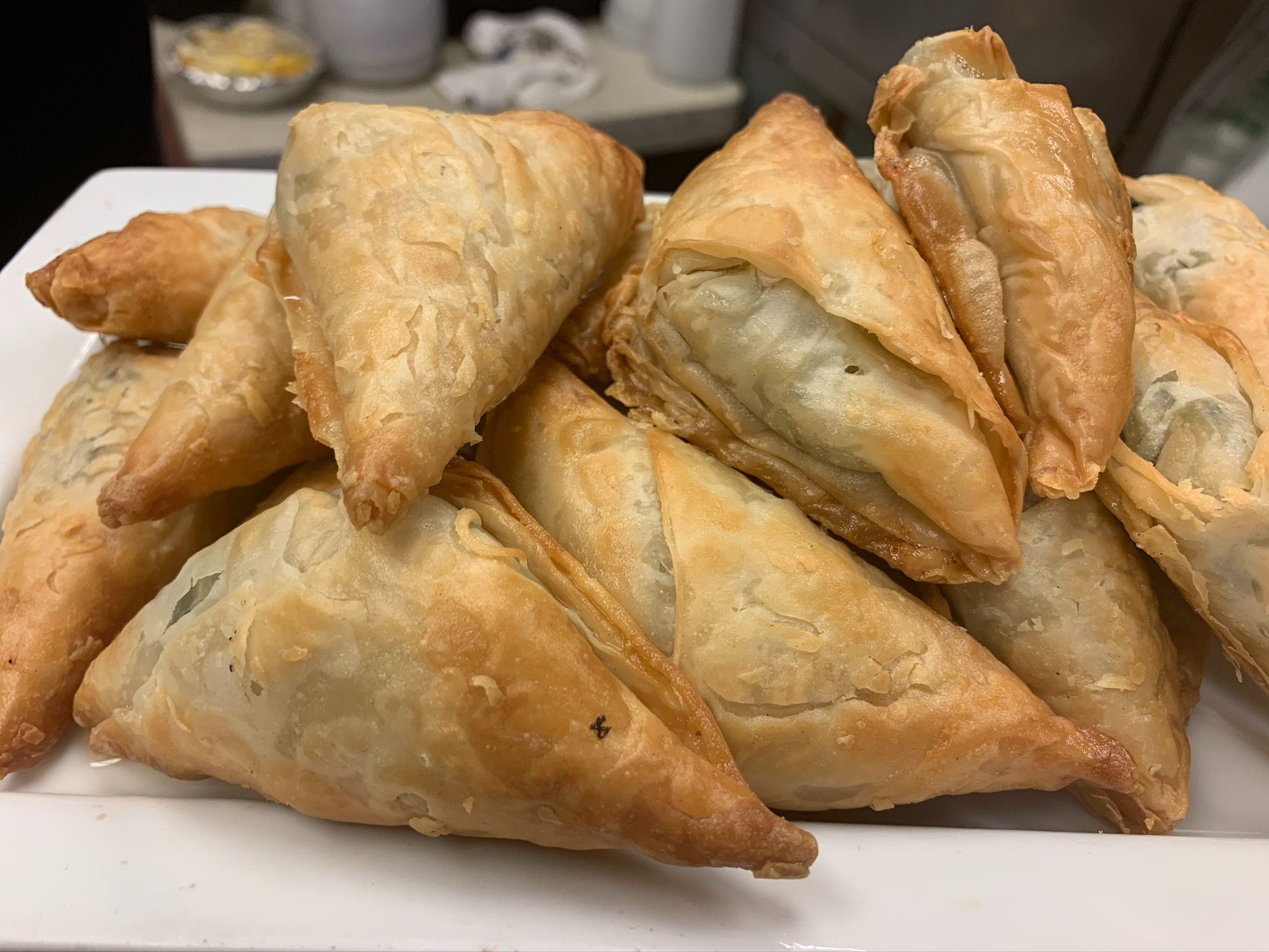 Triangle Spinach Pies- Spanakopitakia (Half  Tray).