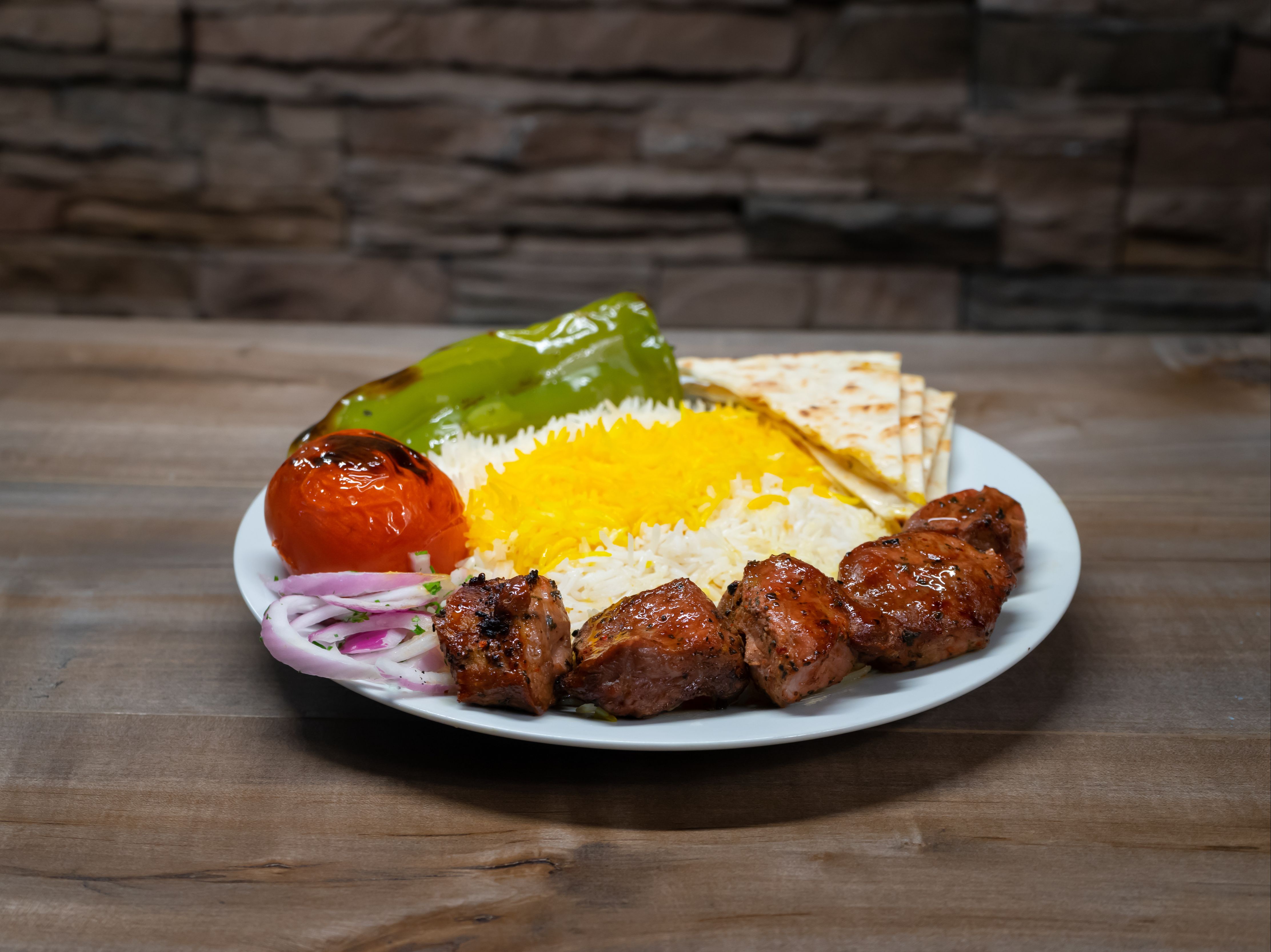 #6 Lamb Kabob Plate.