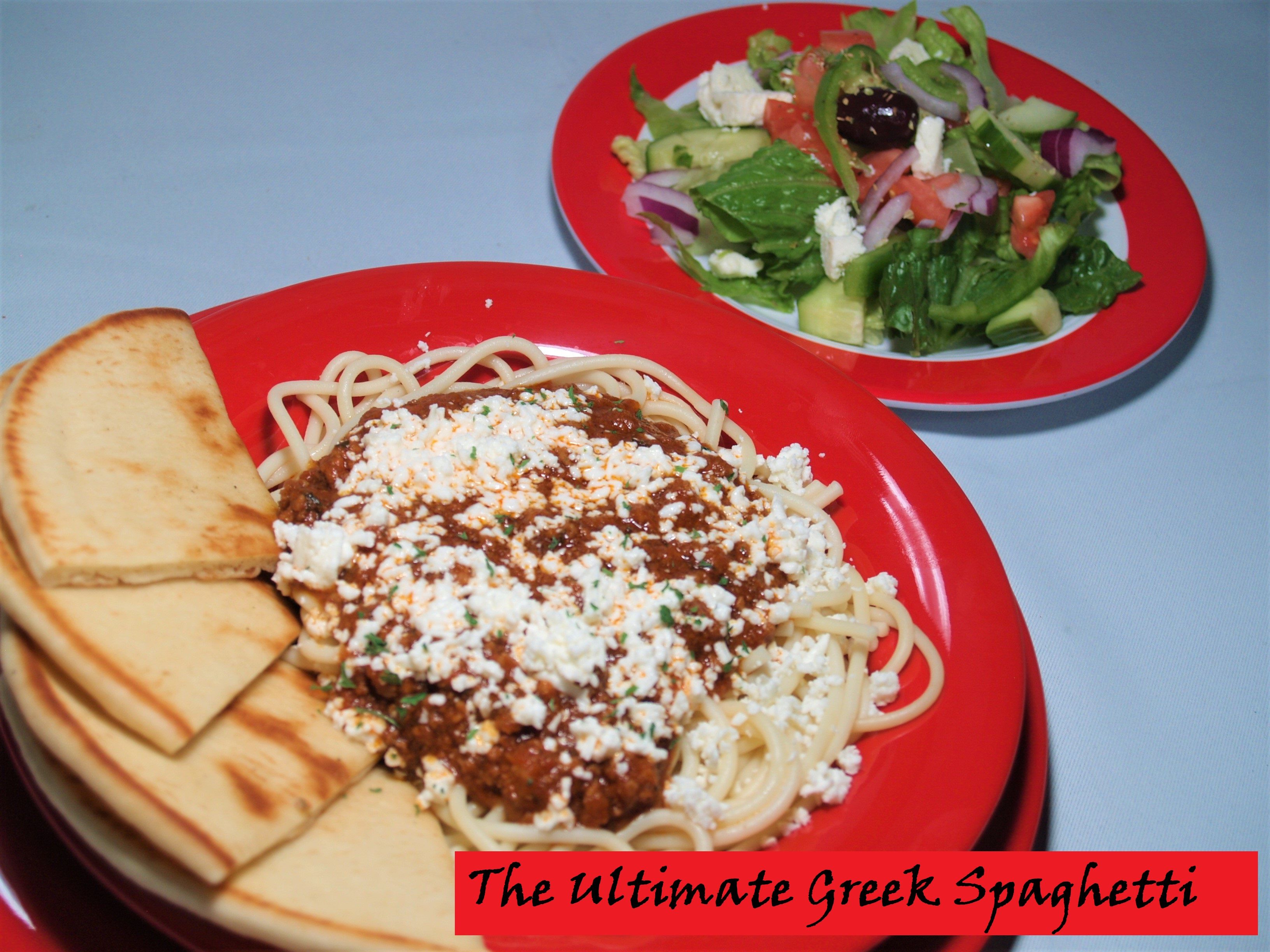 The Ultimate Greek Spaghetti Plate.