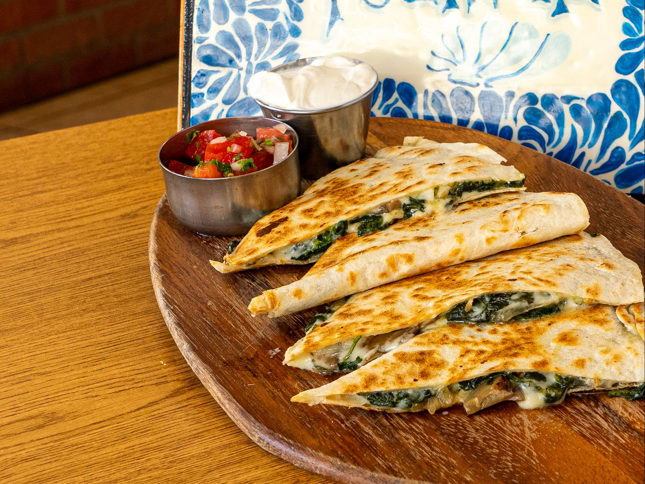 Mushroom & Spinach  Quesadilla