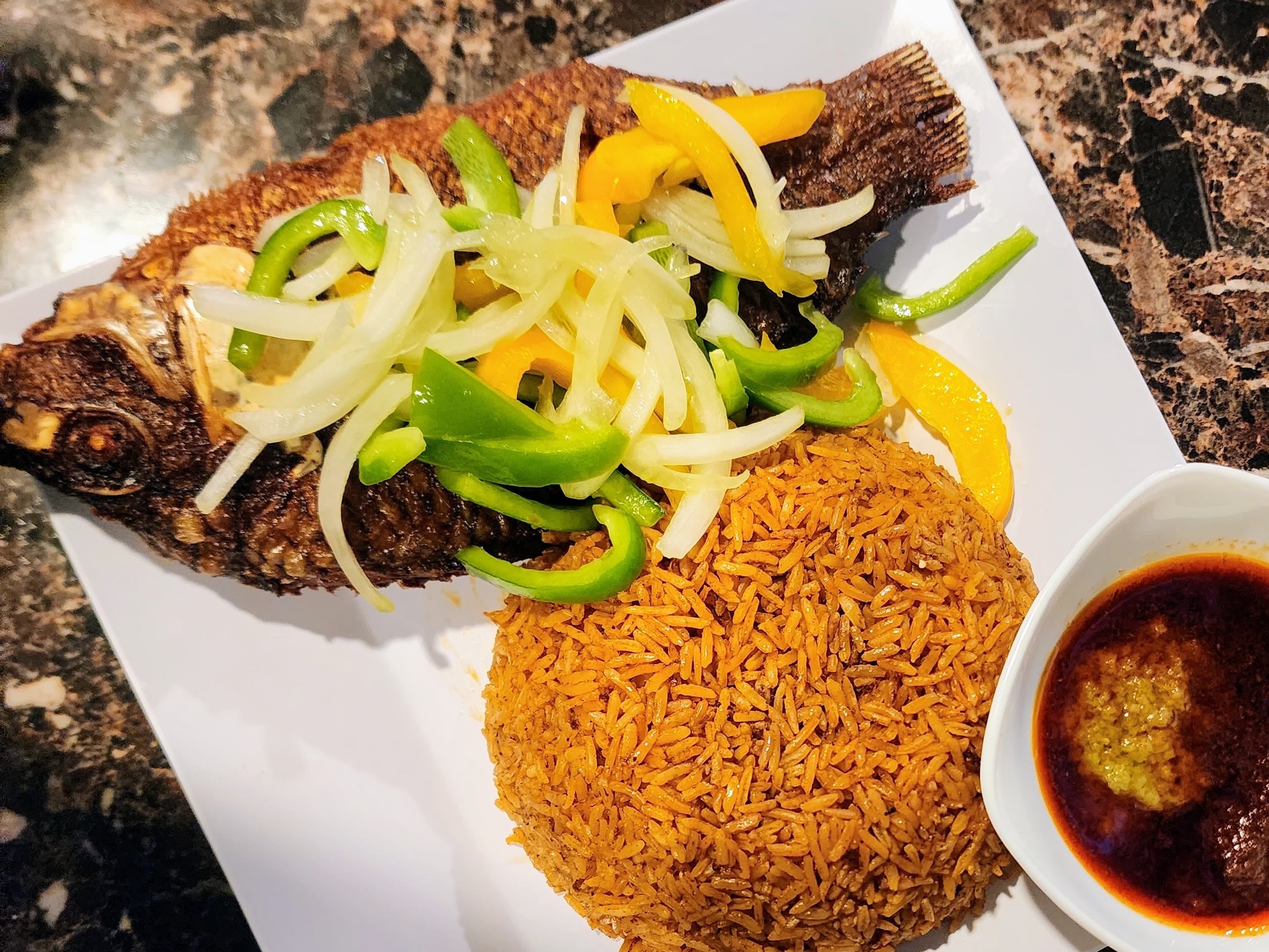 Safari Jollof Rice with Tilapia Full Size.