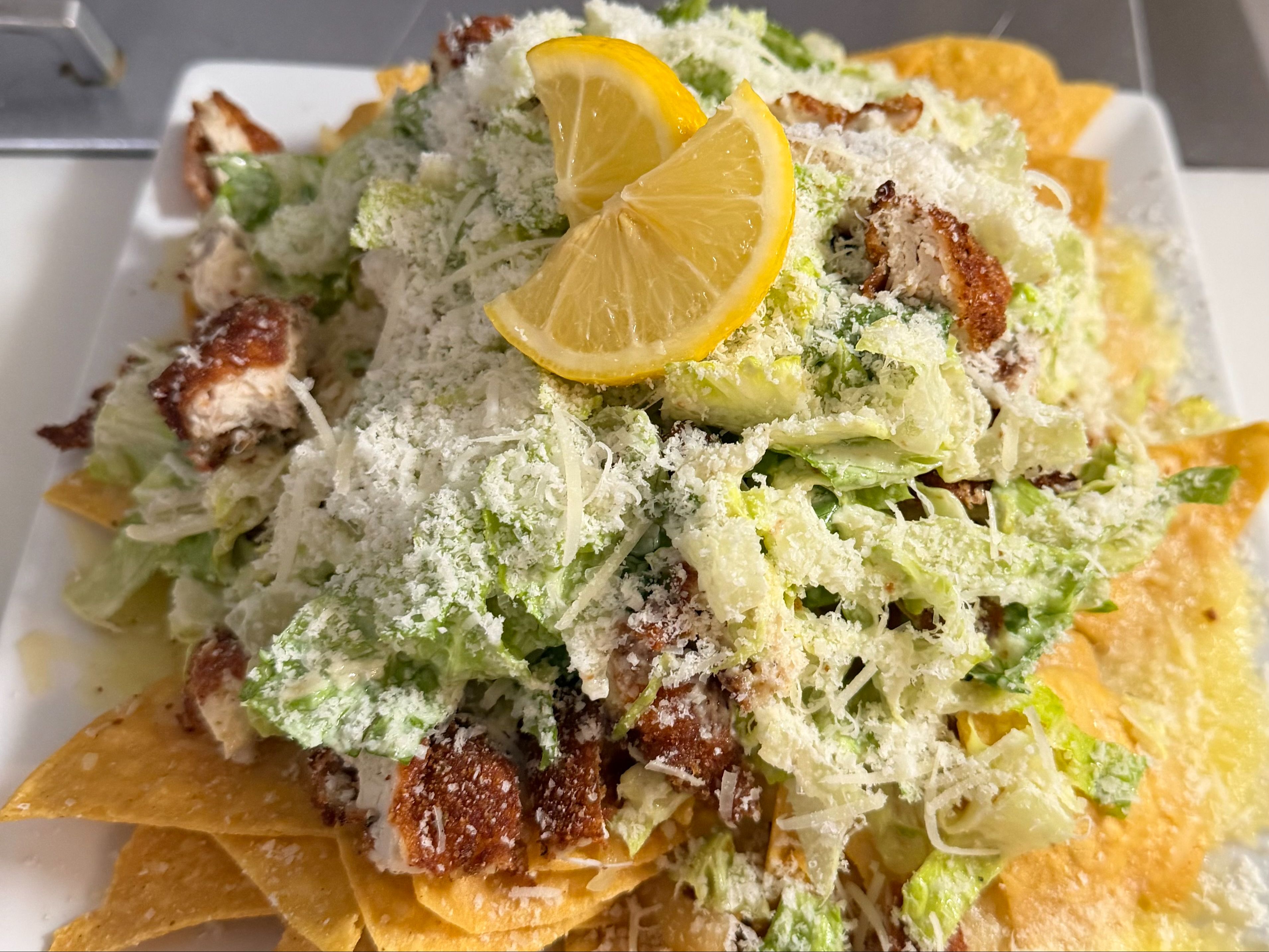 Chicken Caesar Salad Nachos.