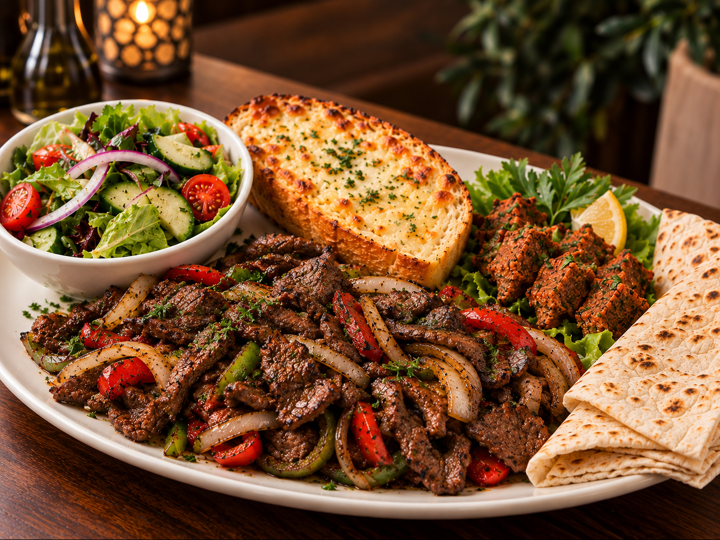 CELENOS BEEF STEAK SAJ KEBAB.