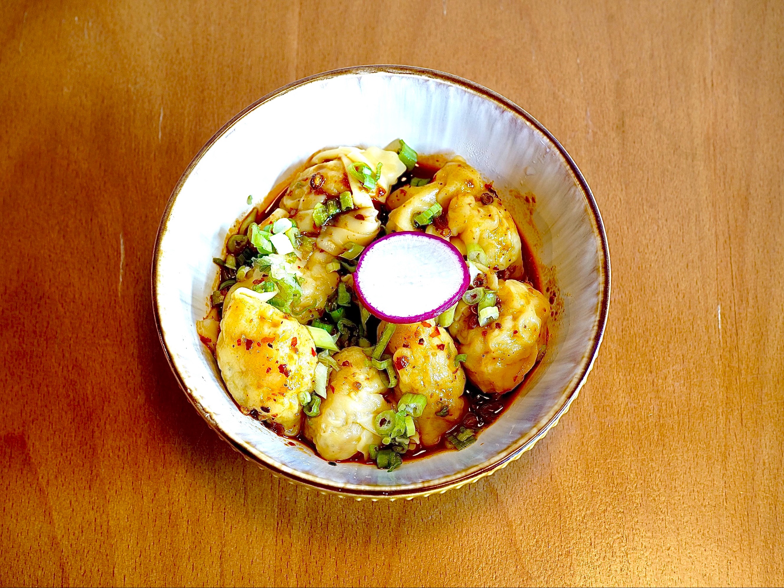 Steamed Chili Wontons.