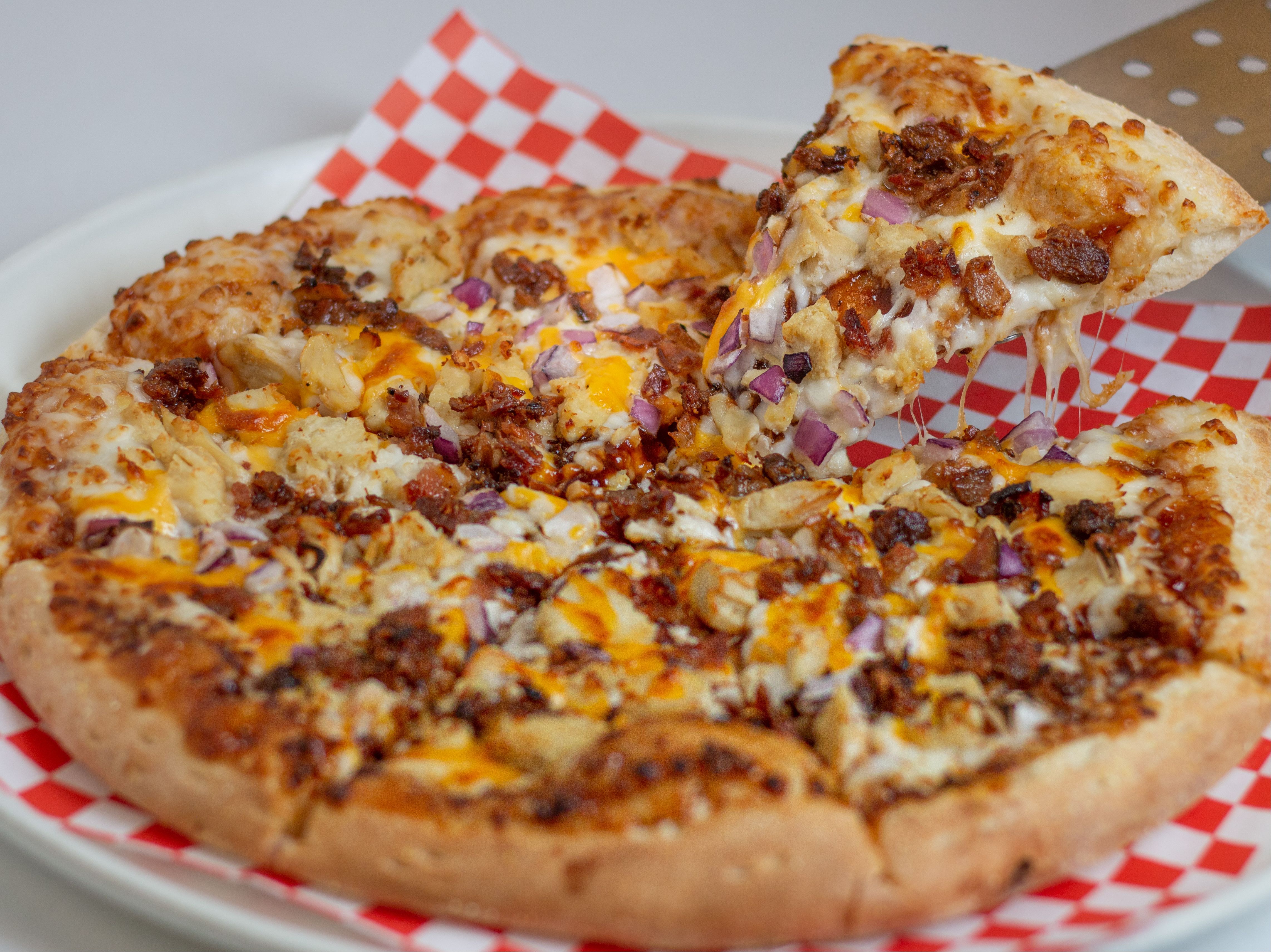 12" BBQ Chicken Pizza.
