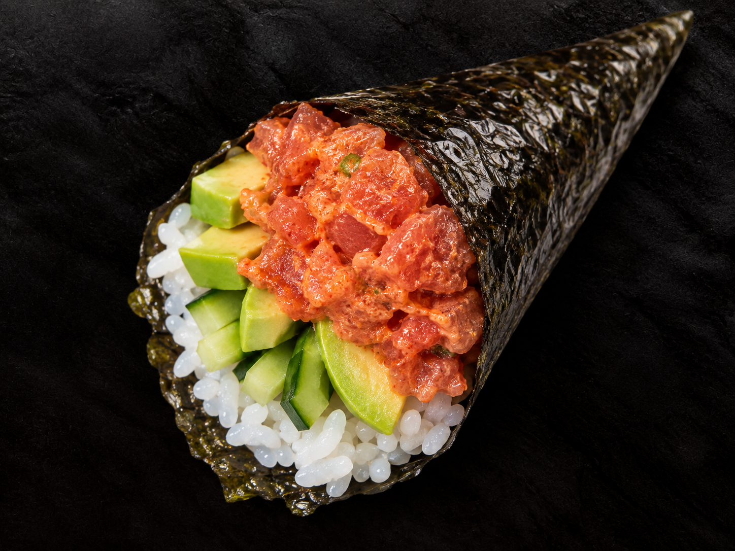 Spicy Tuna Hand Roll*.