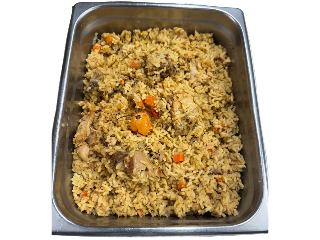 Split Peas/black eye Cookup Rice W/chicken. half Pan.