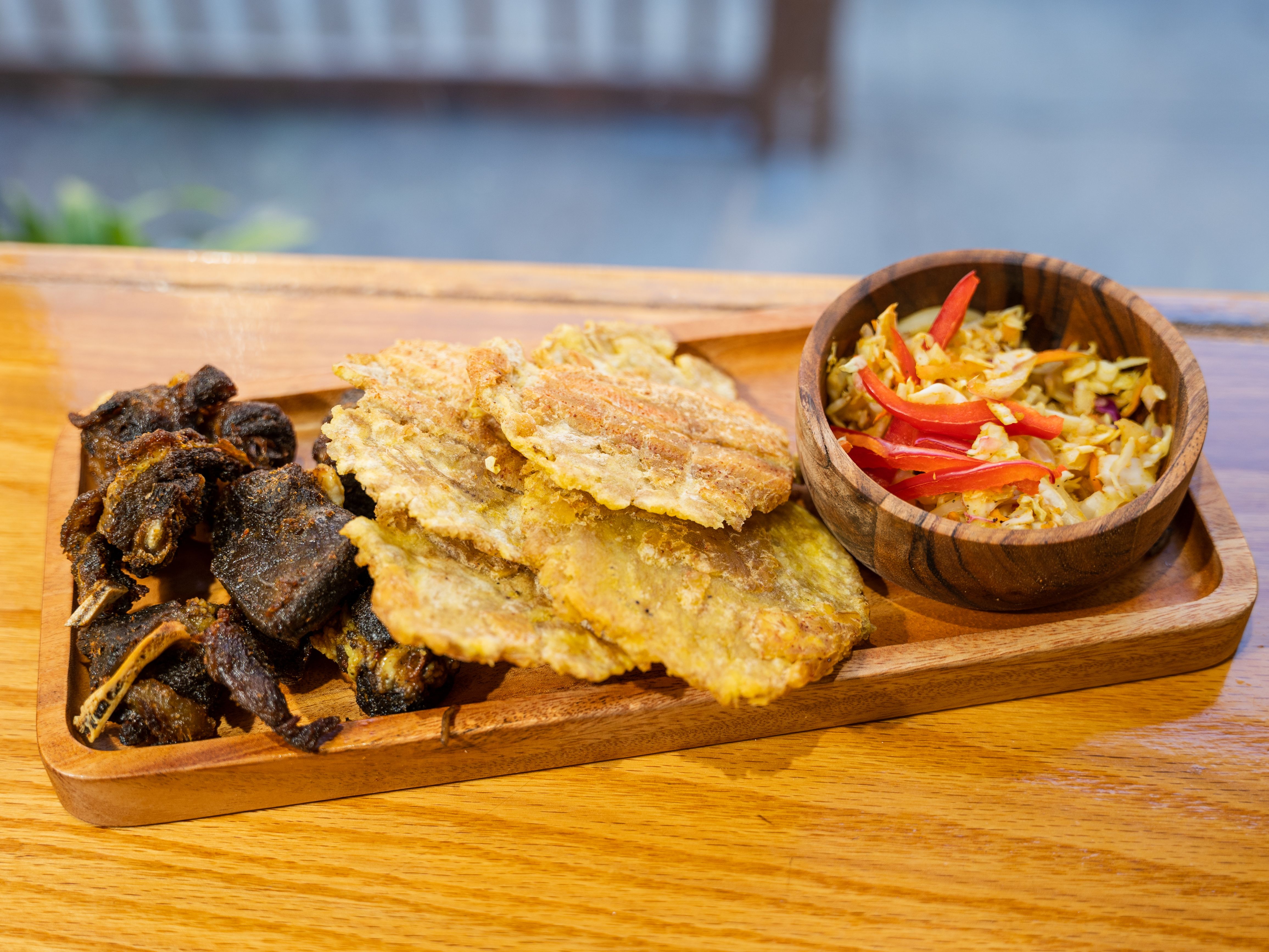 Fried Goat w/ Fried Plantain.