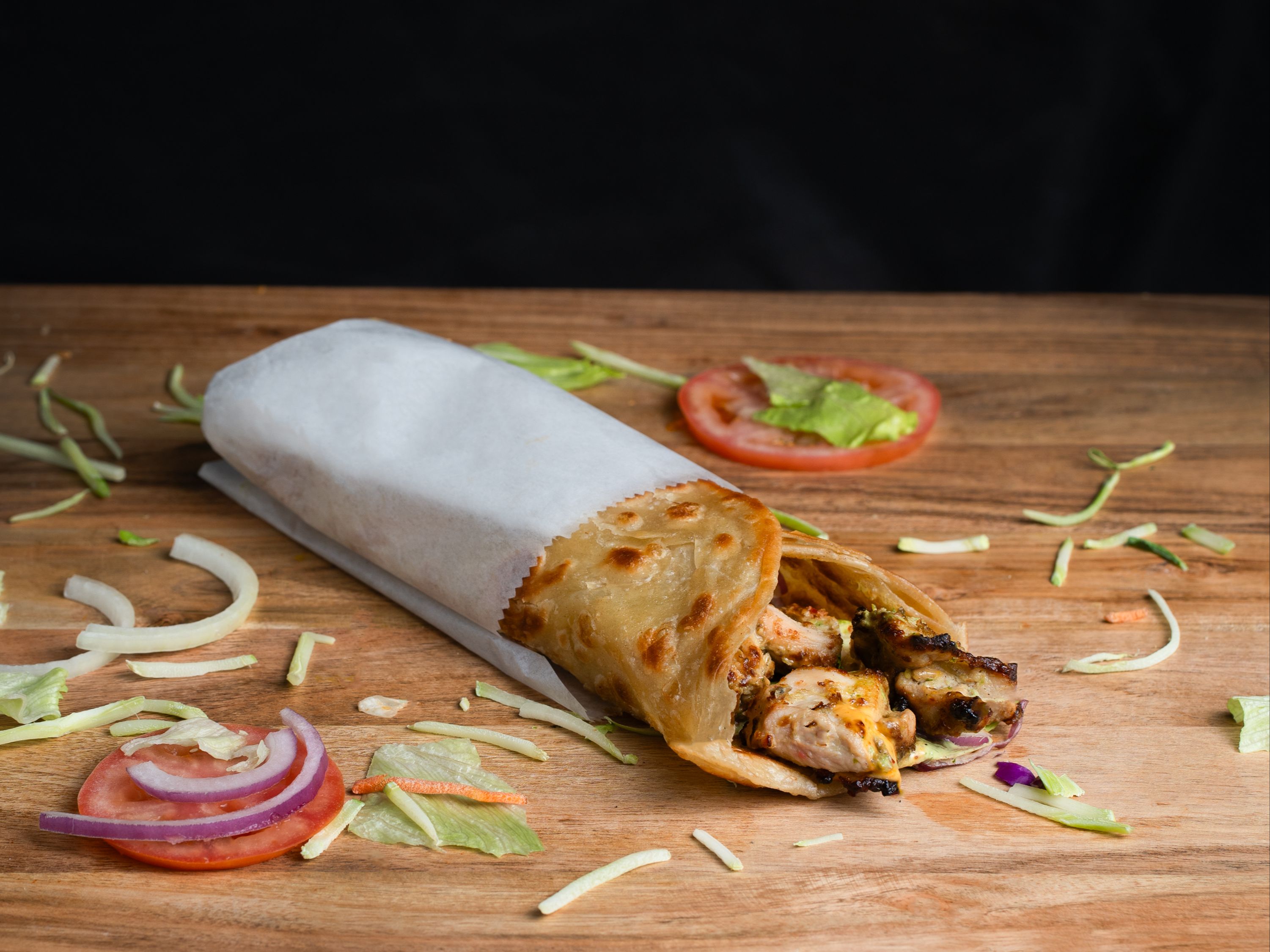 Malai Boti Paratha Roll.
