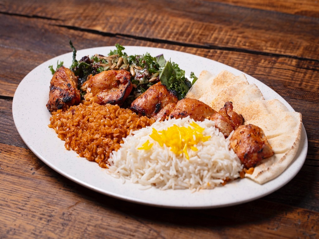 #1) Chicken Thigh Kebab Plate.