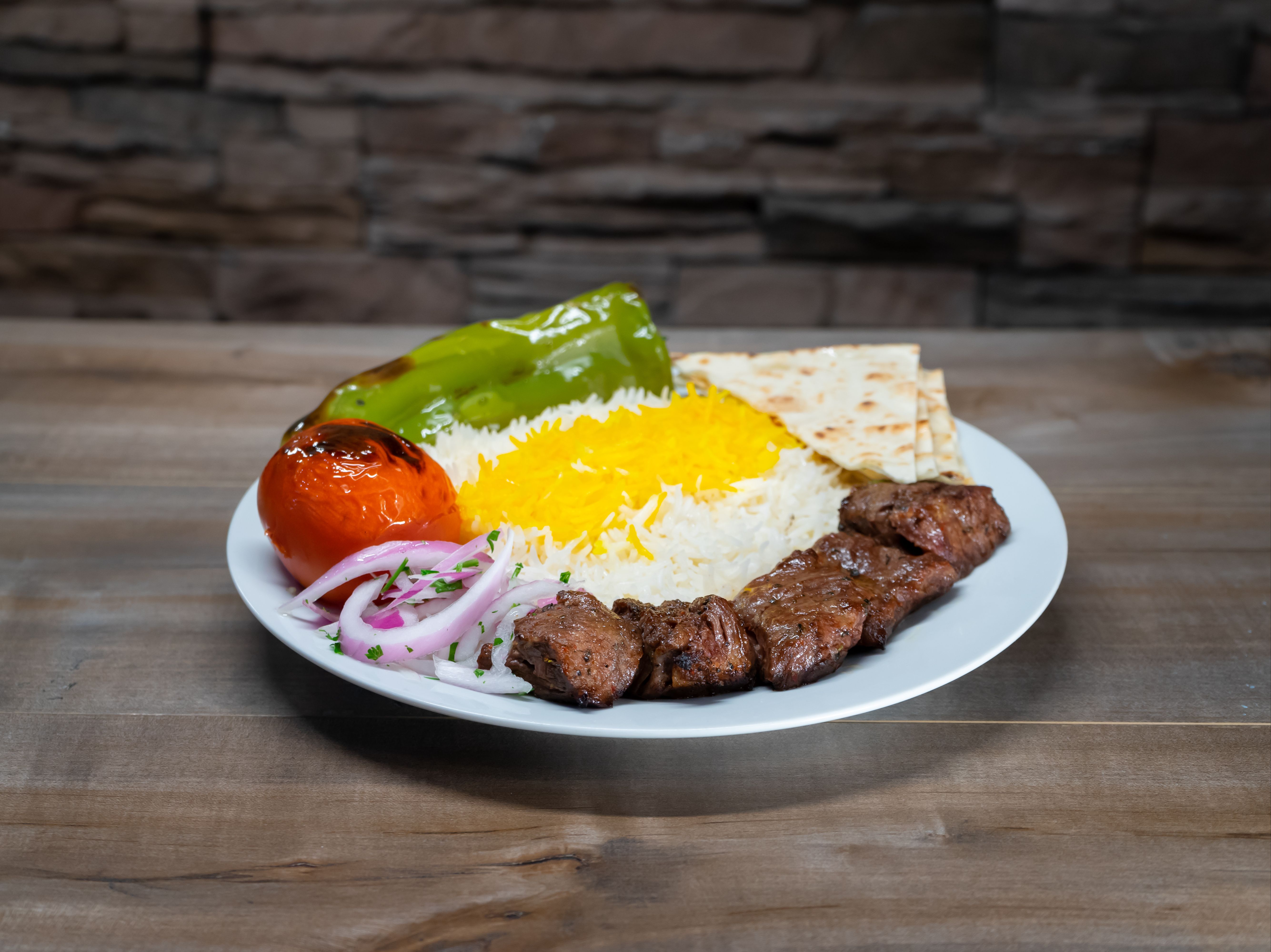 #3 Beef Kabob Plate.