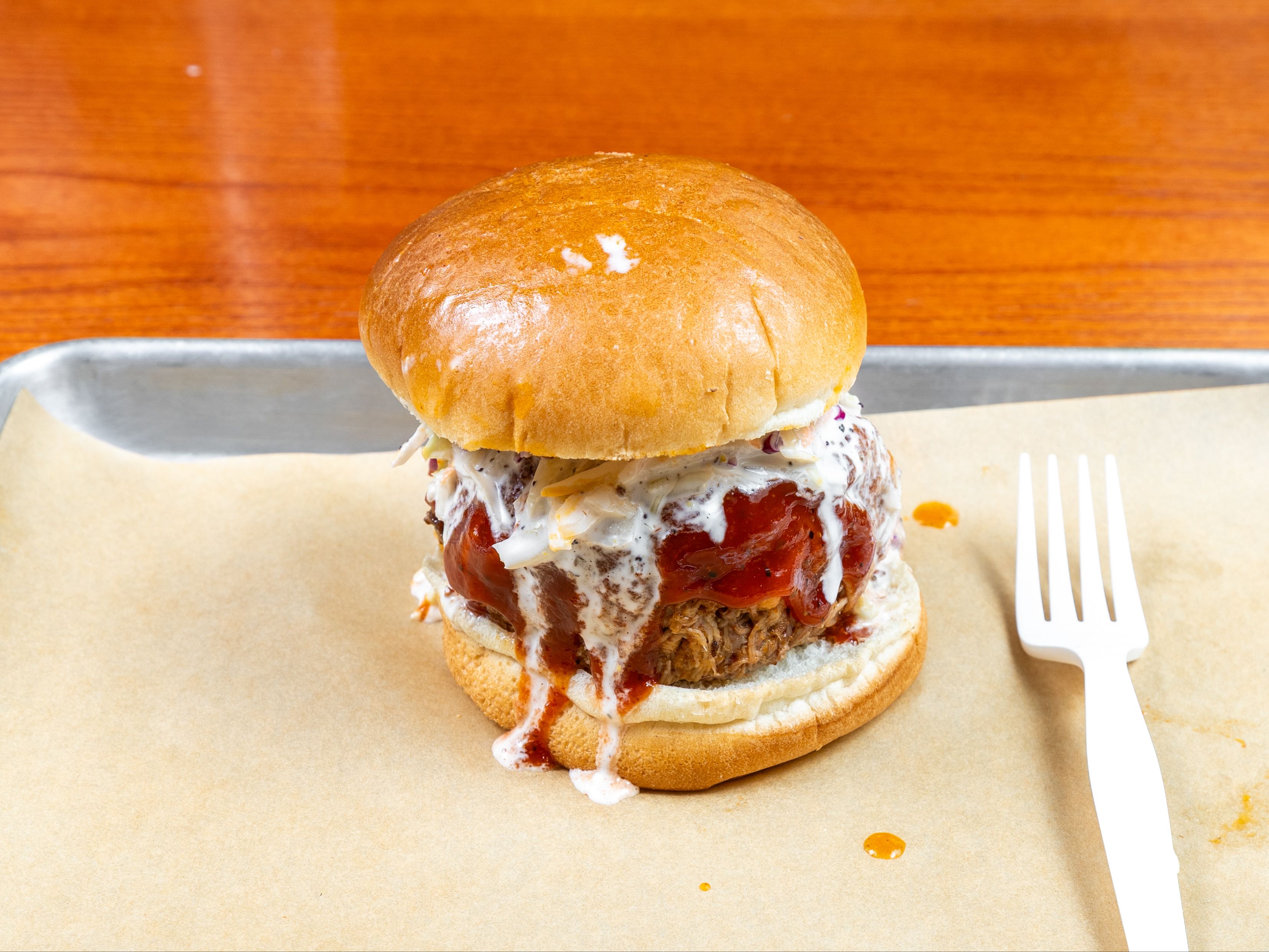 #2. Pulled Pork W/BBQ + Coleslaw.