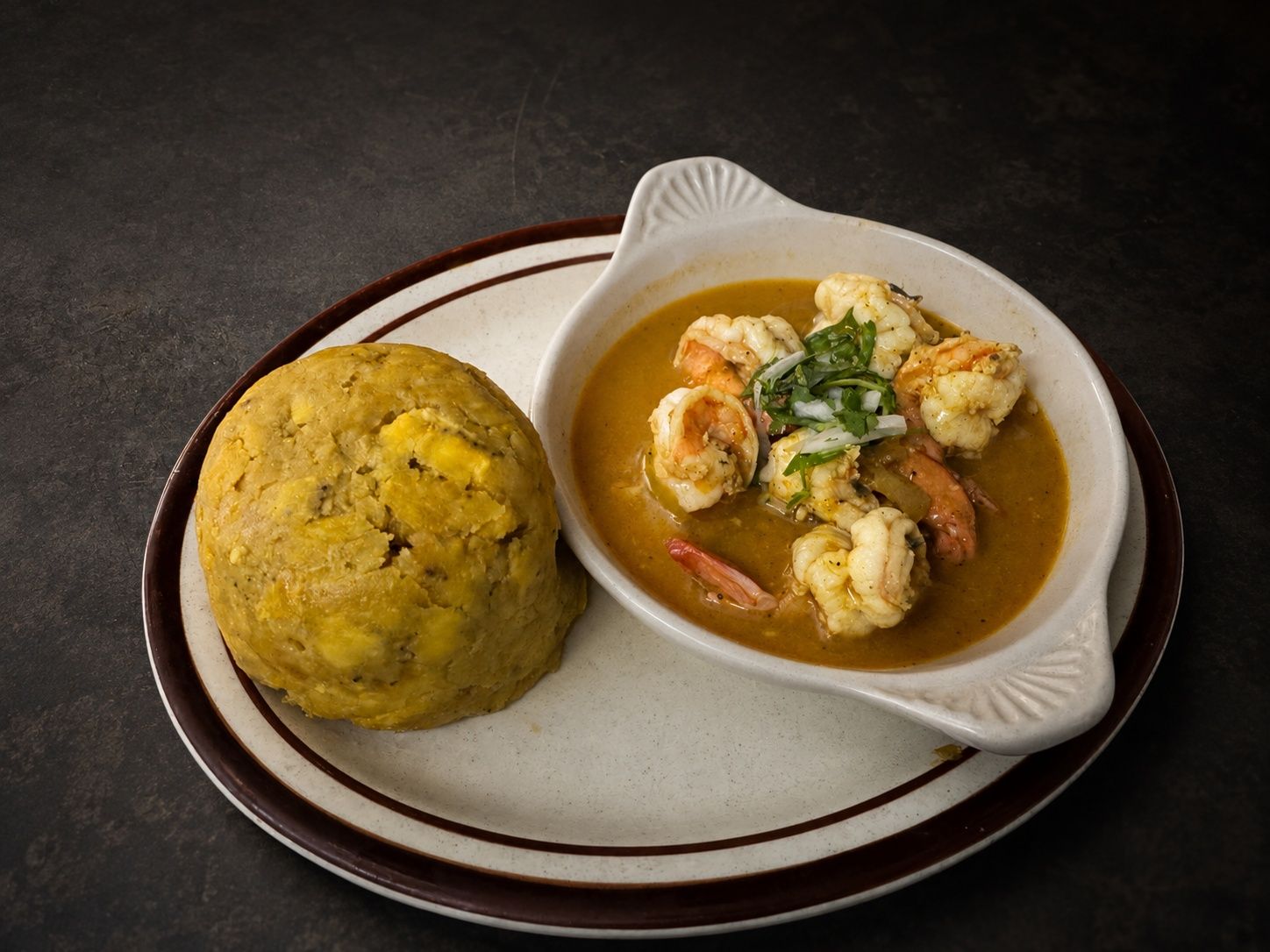 #30 Mofongo Con Camarones.