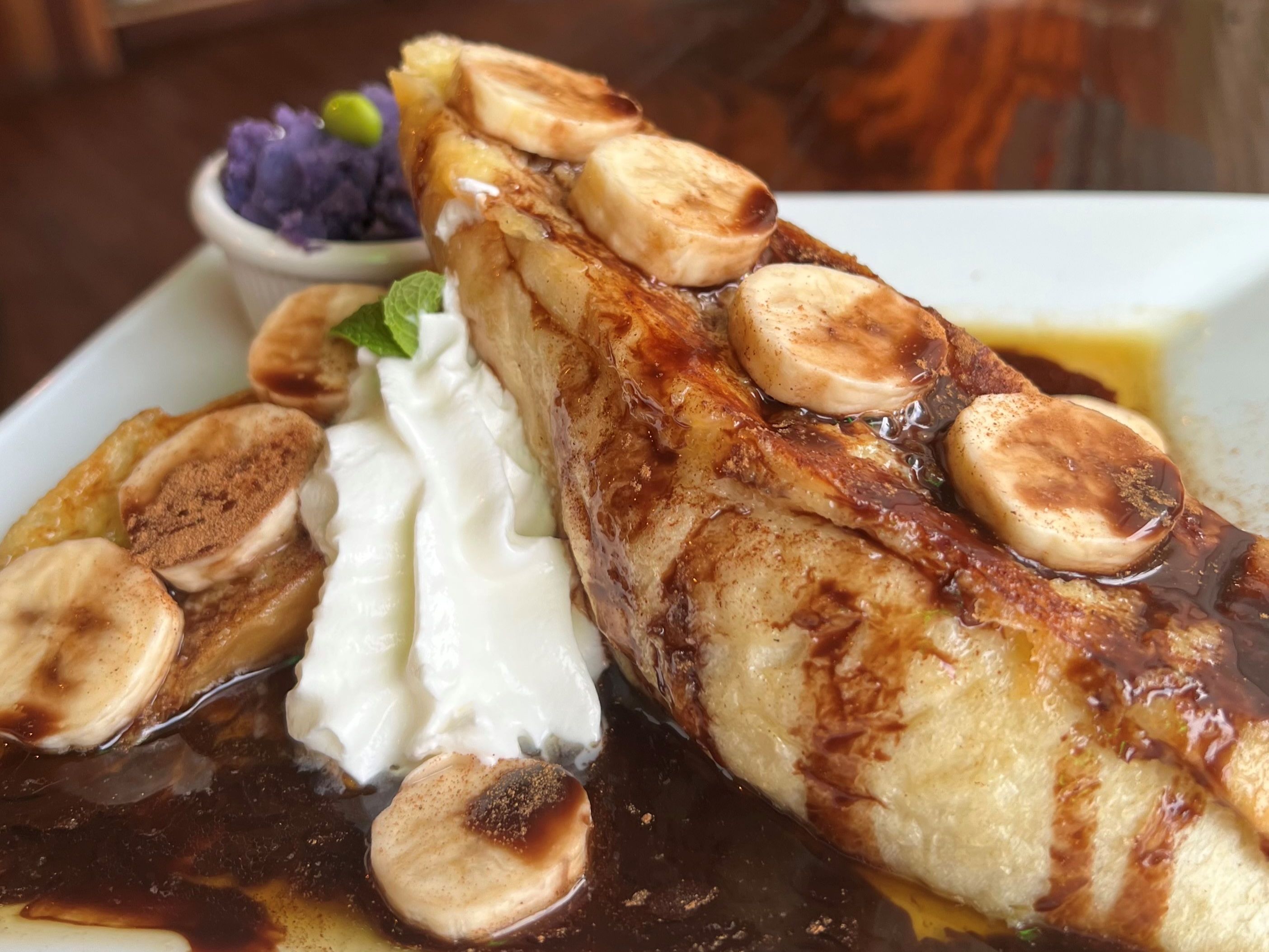 Caramelized Banana Chocolate French Toast.