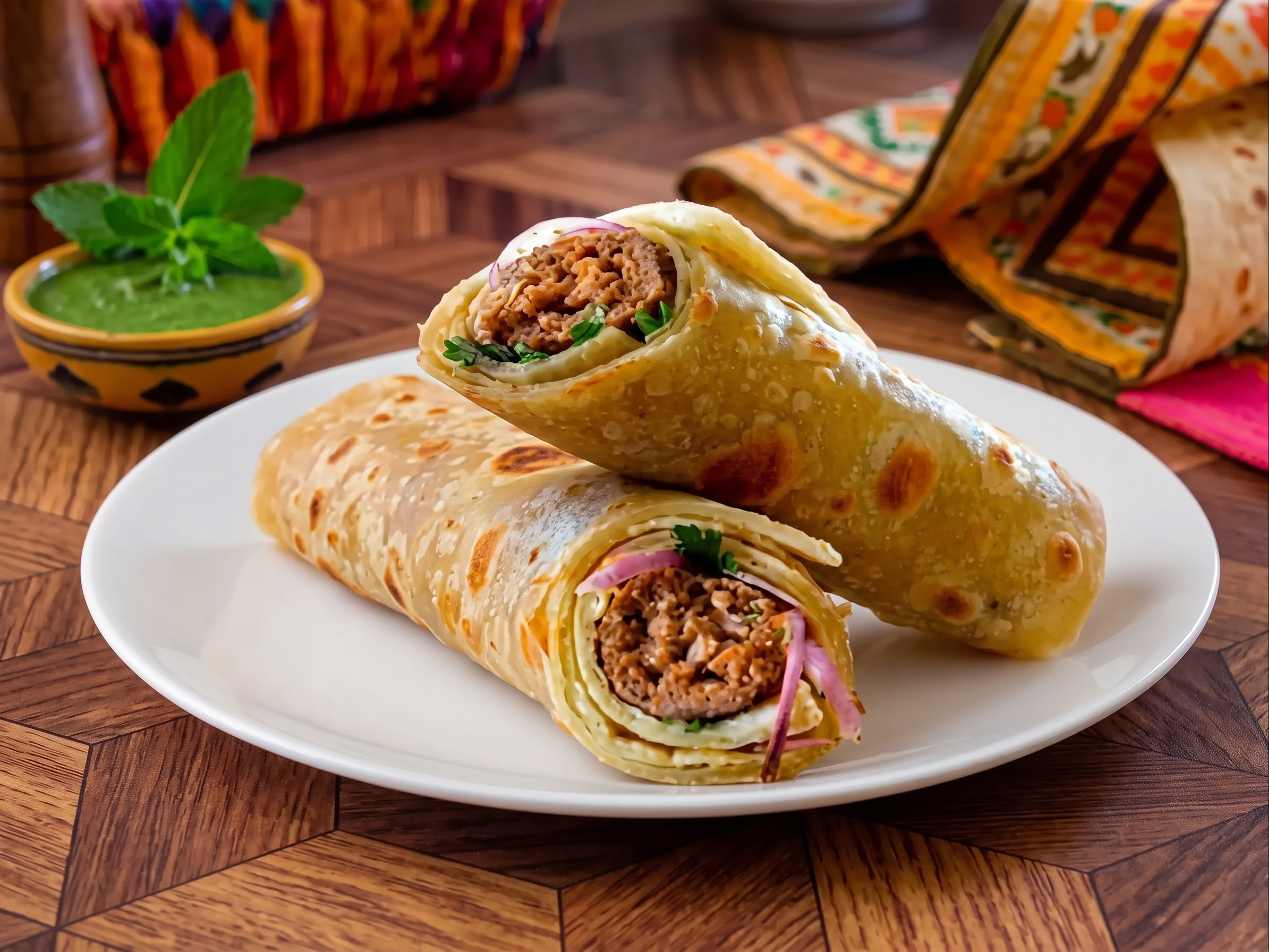Kathi Roll & Fries.