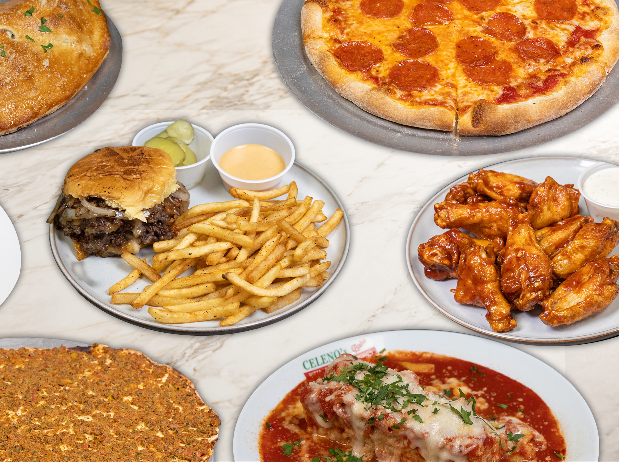 FAMILY FEAST (3 LARGE Pizzas + 20 Wings).