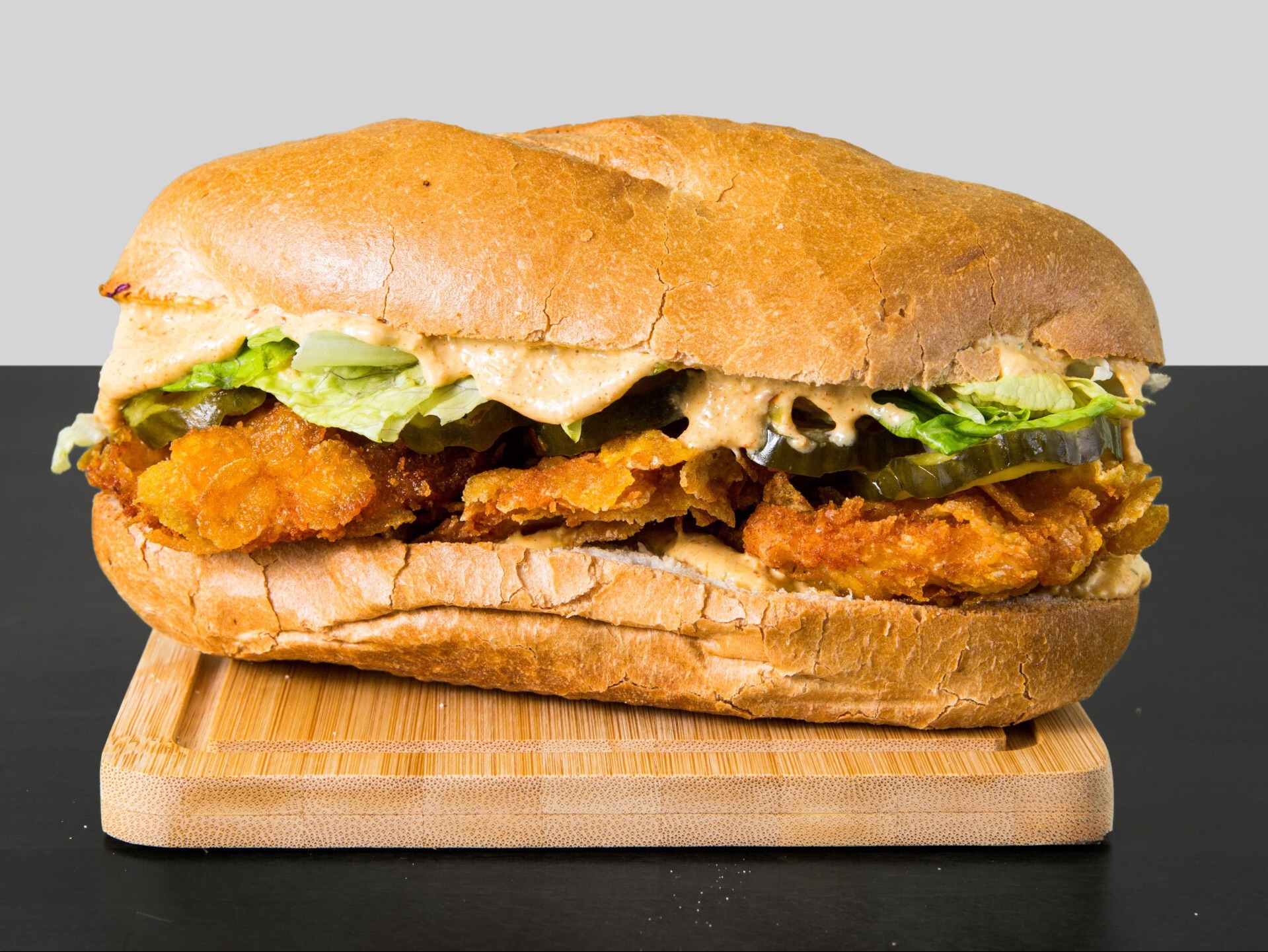 Crispy chicken sandwich.