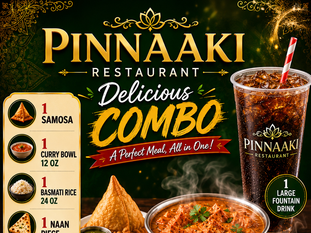 COMBO SERVED WITH RICE AND 1 NAAN.