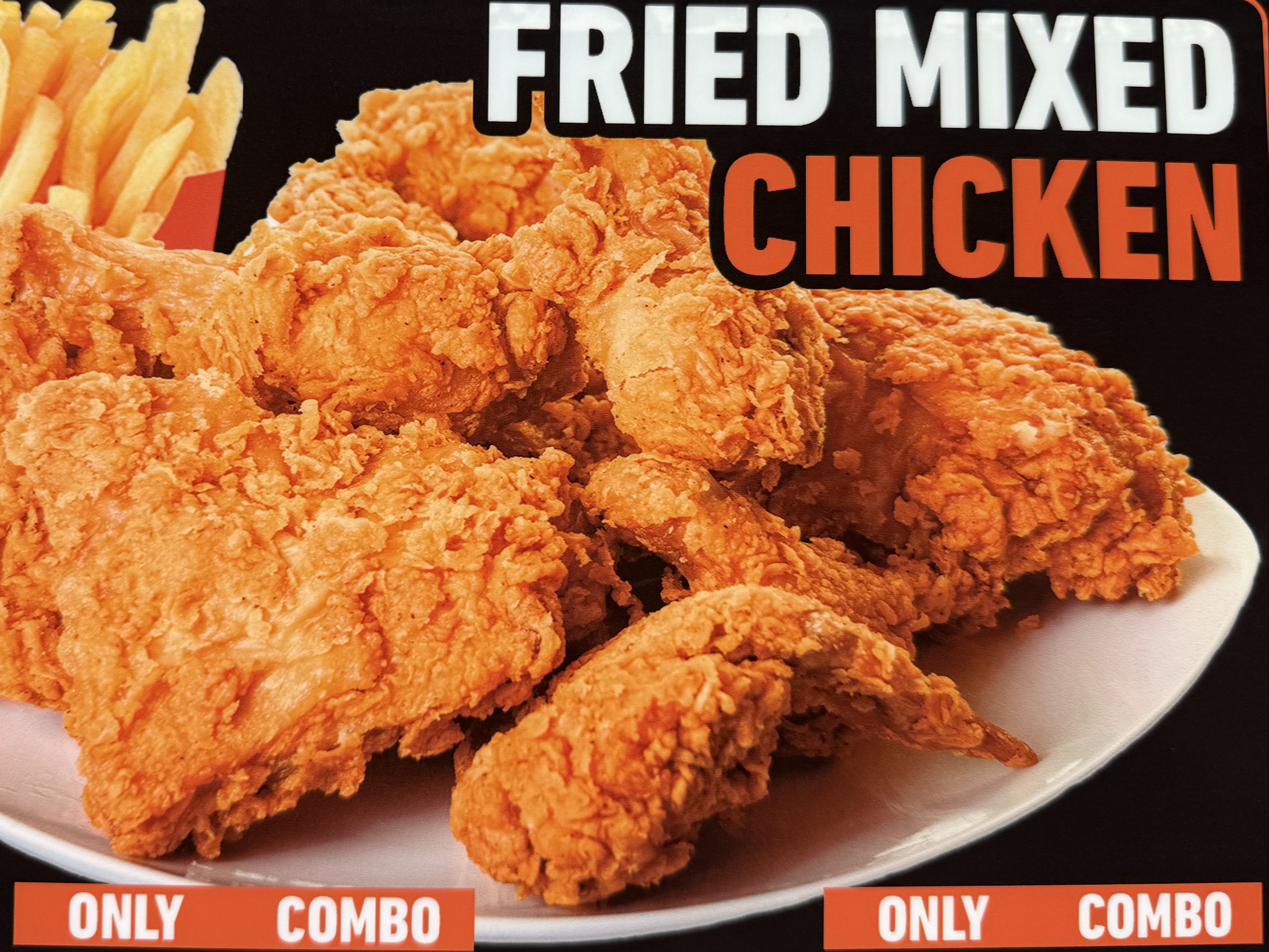 2pcs Mix Chicken Combo W/fries,can Soda.