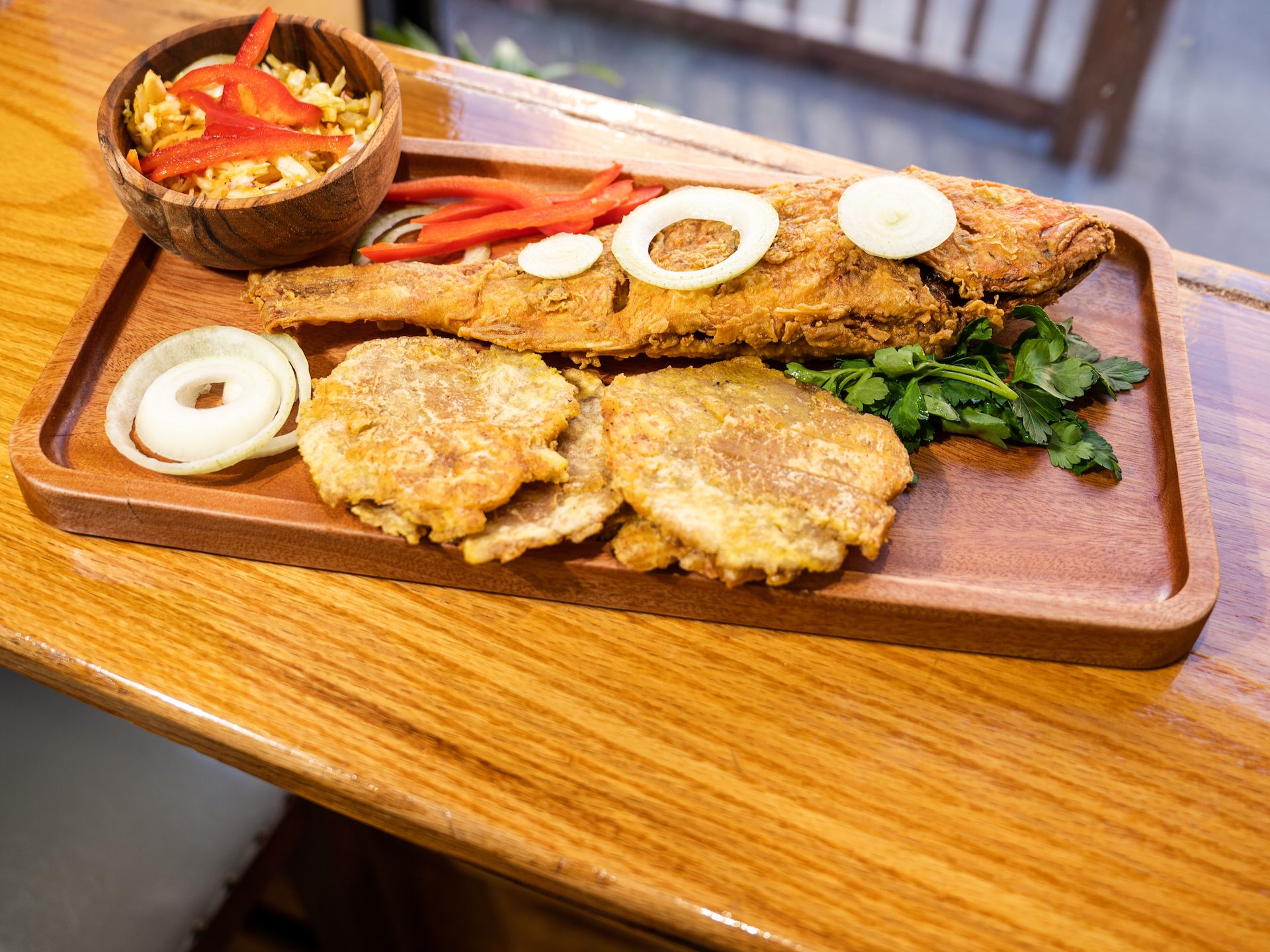 Fried Red snapper w/Fried Plantain.
