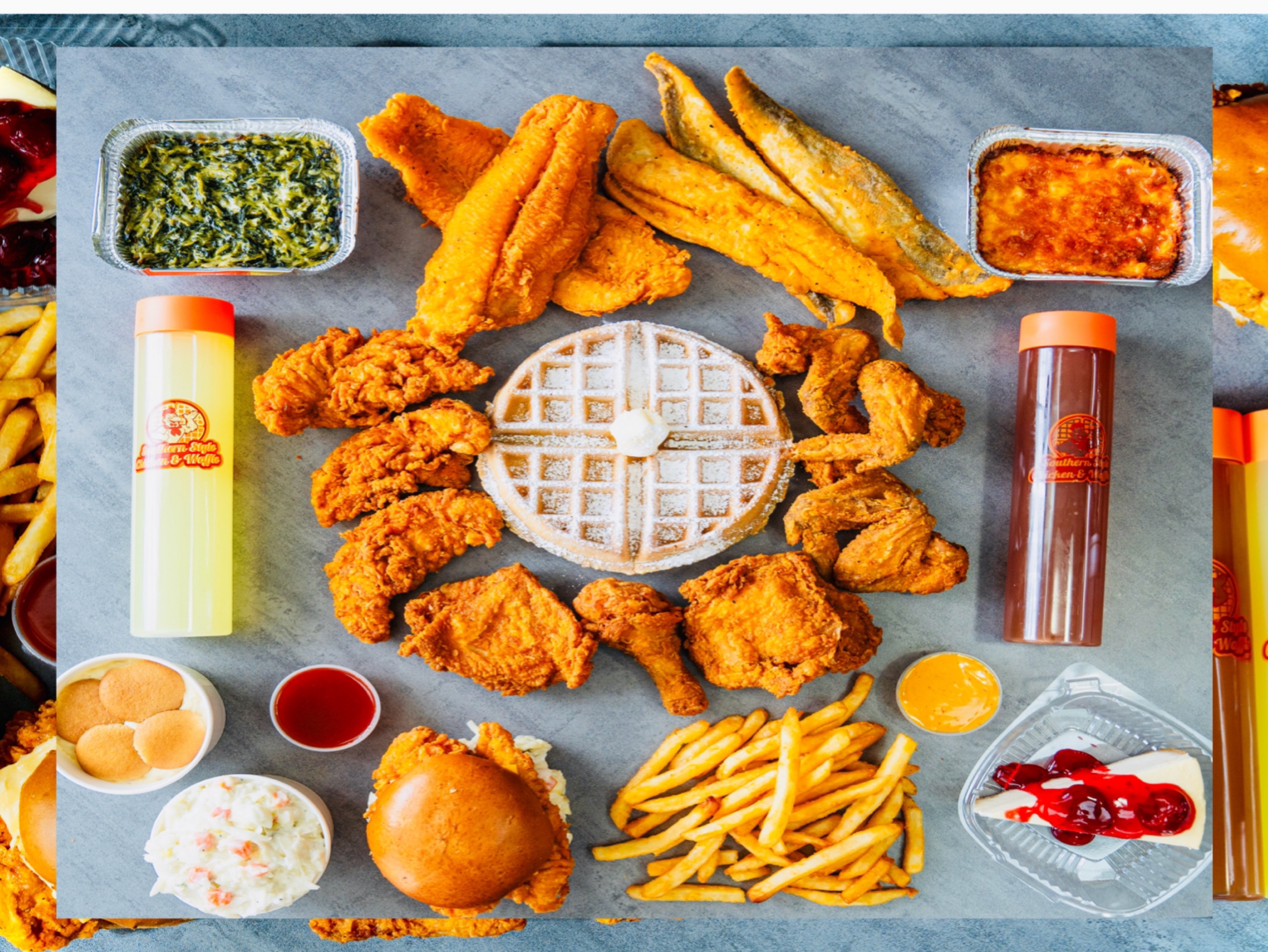 5 Pcs Chicken & 5 Pcs Whiting Fish W/ 2 Sides.