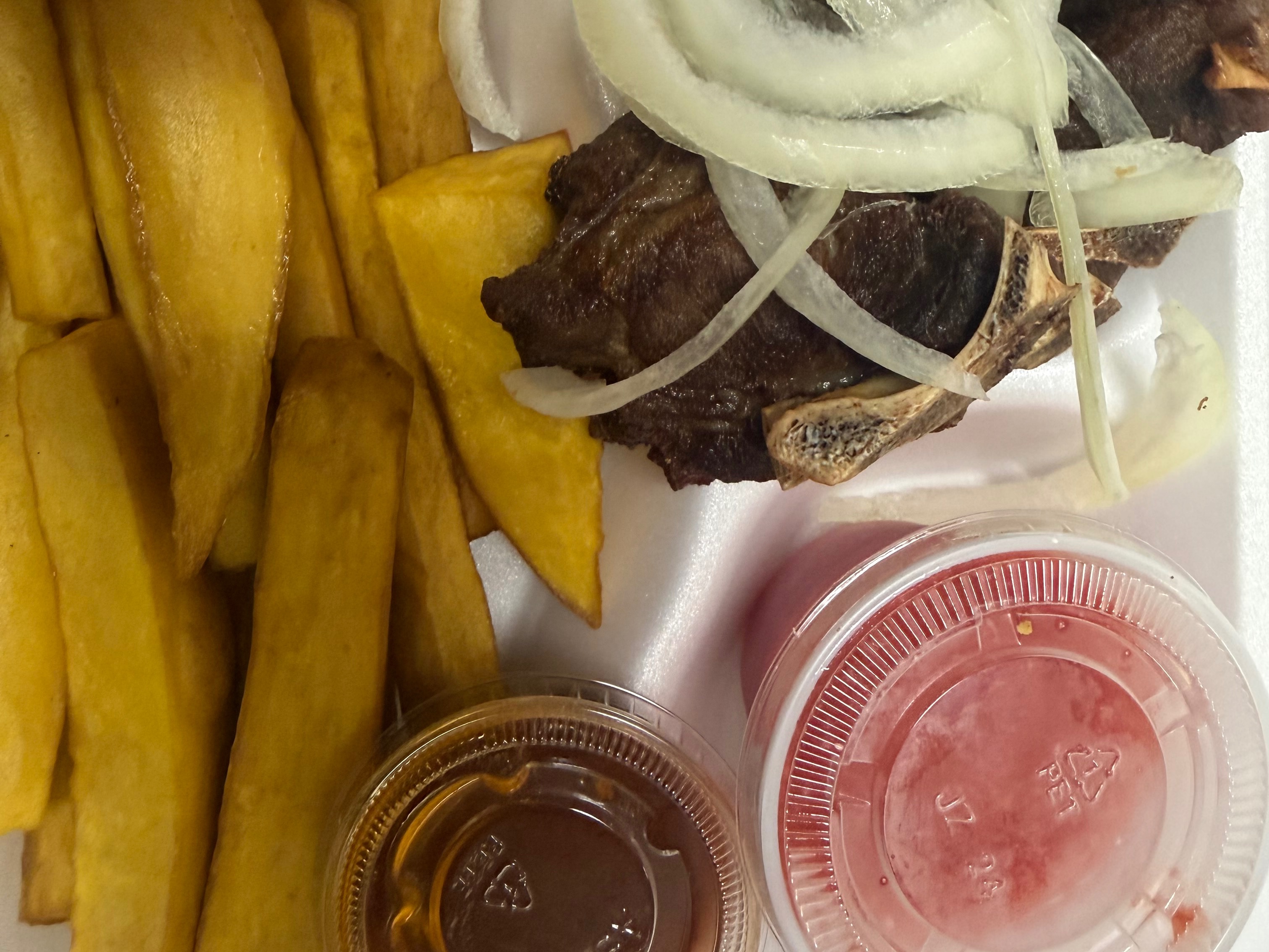 Fried Yam w/ Goat.