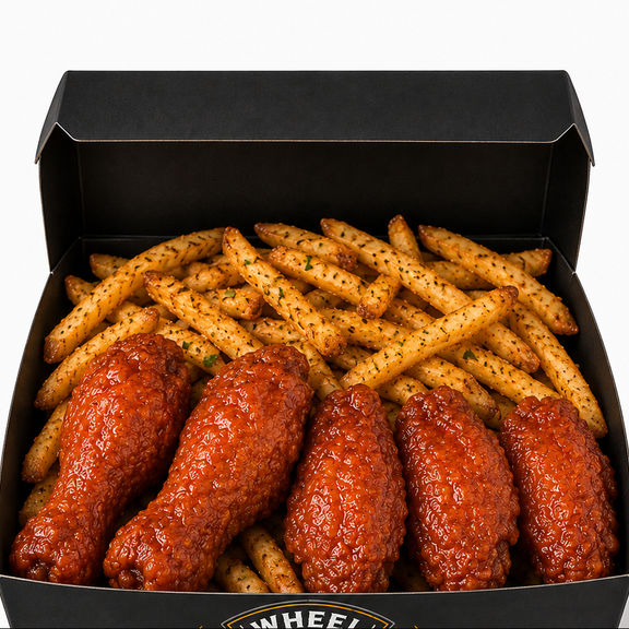 2 Drumps, 3 Wings and fries