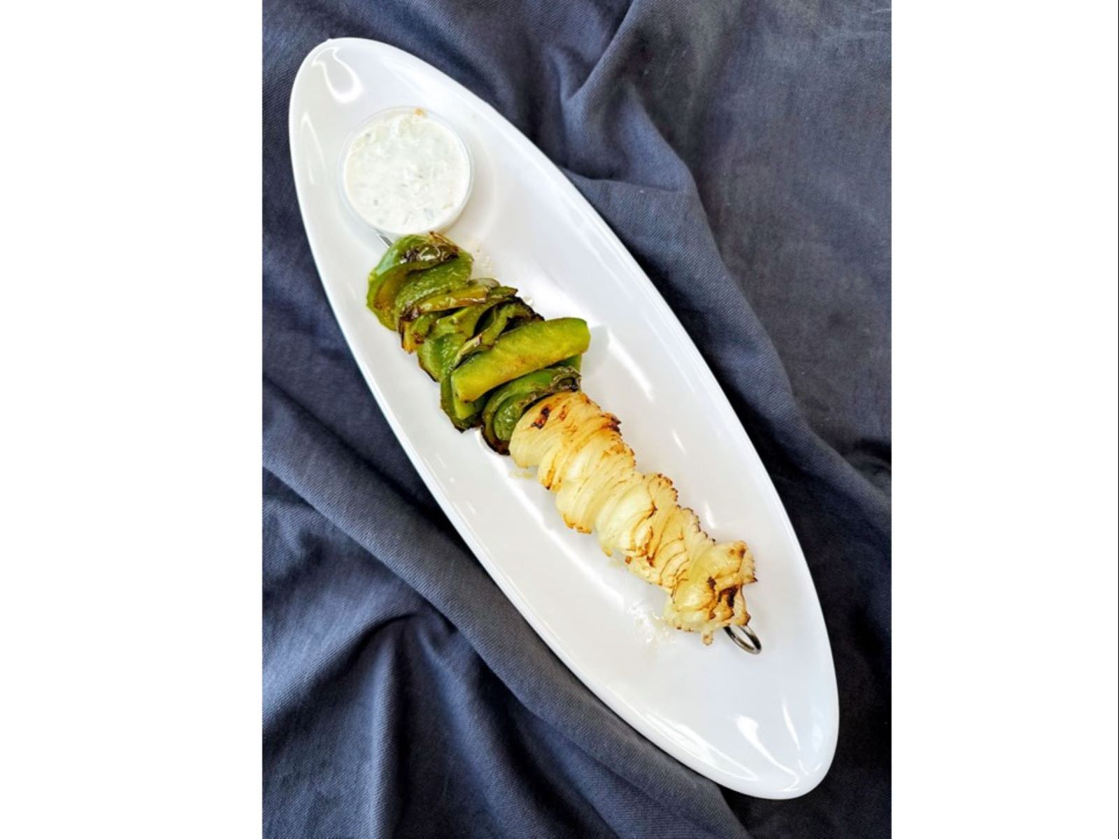 Onion And Pepper Skewer.