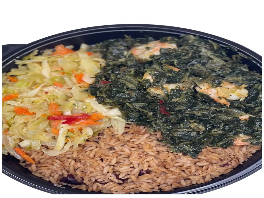 Spinach & Shrimp Dinner rice & beans