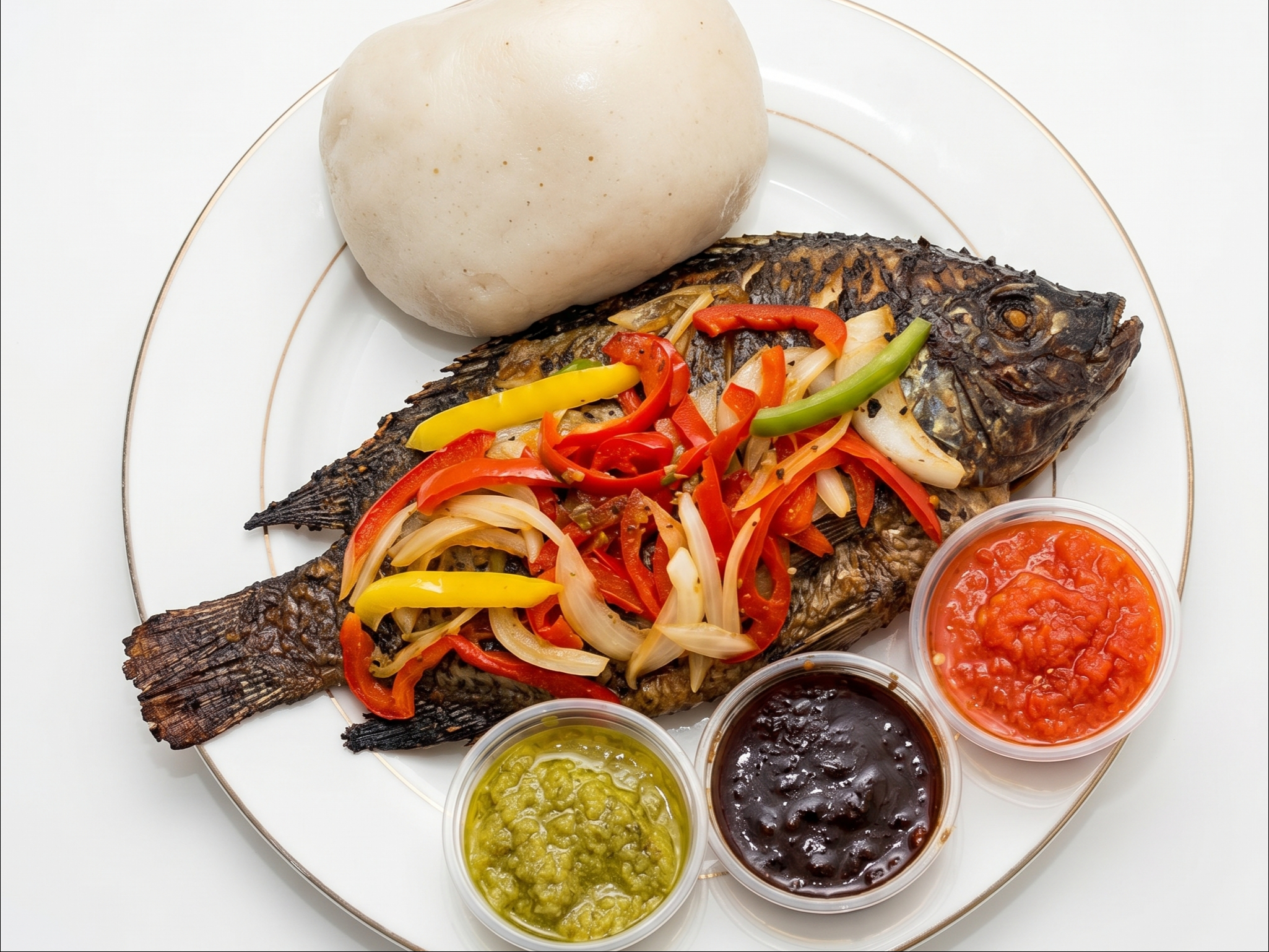 Banku, Pepper w/Tilapia Fish To Go