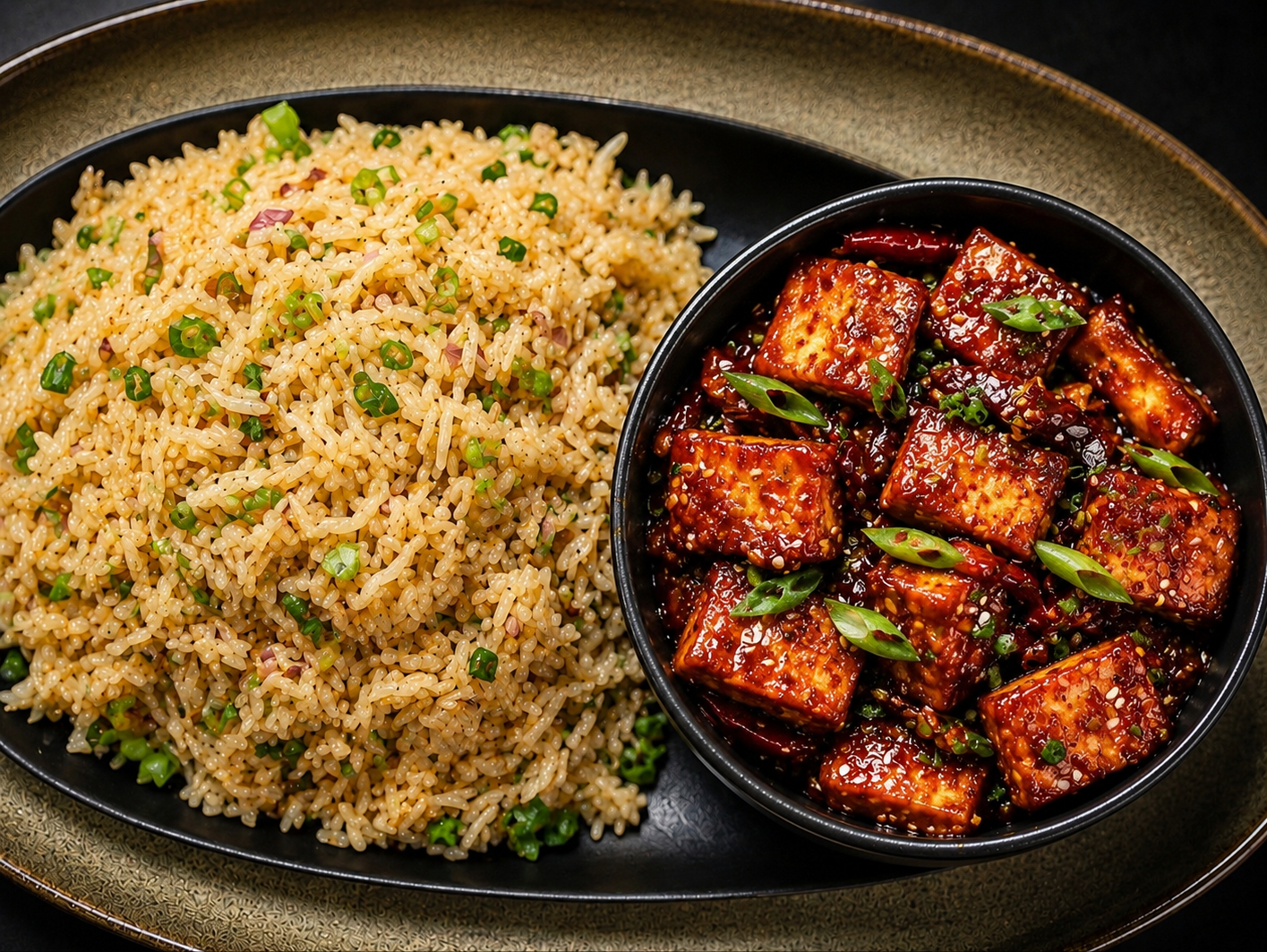 Chili Paneer w\ Fried Rice.