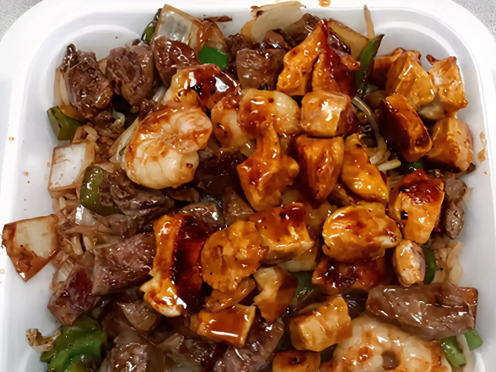 Hibachi Steak, Chicken & Shrimp.