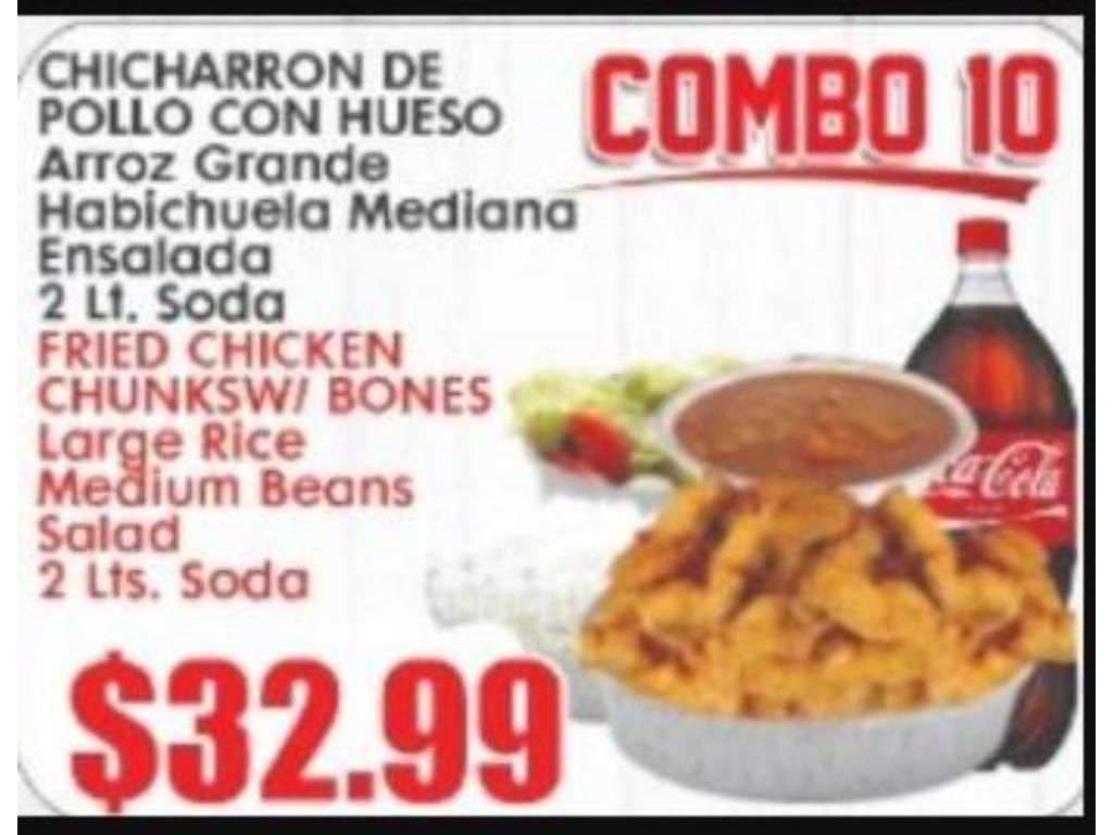 Combo 10 - Chicharron De Pollo Con Hueso / Fried Chicken Chunks With Bones.