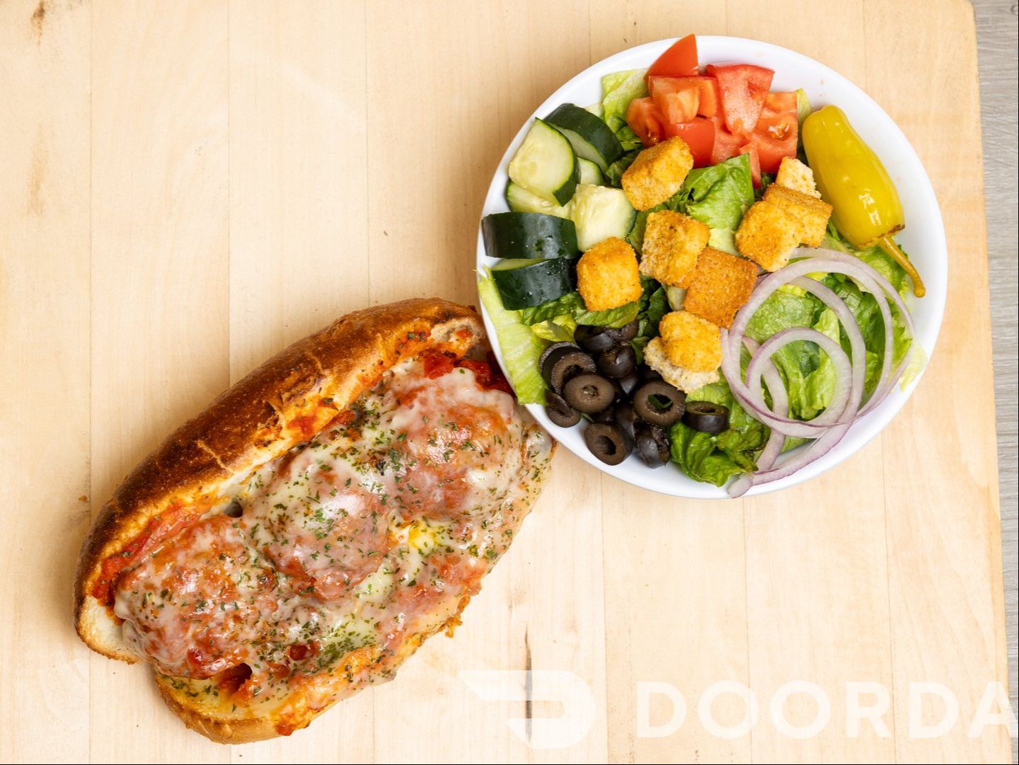 $12 Mama's Meatball Sub W/Salad.