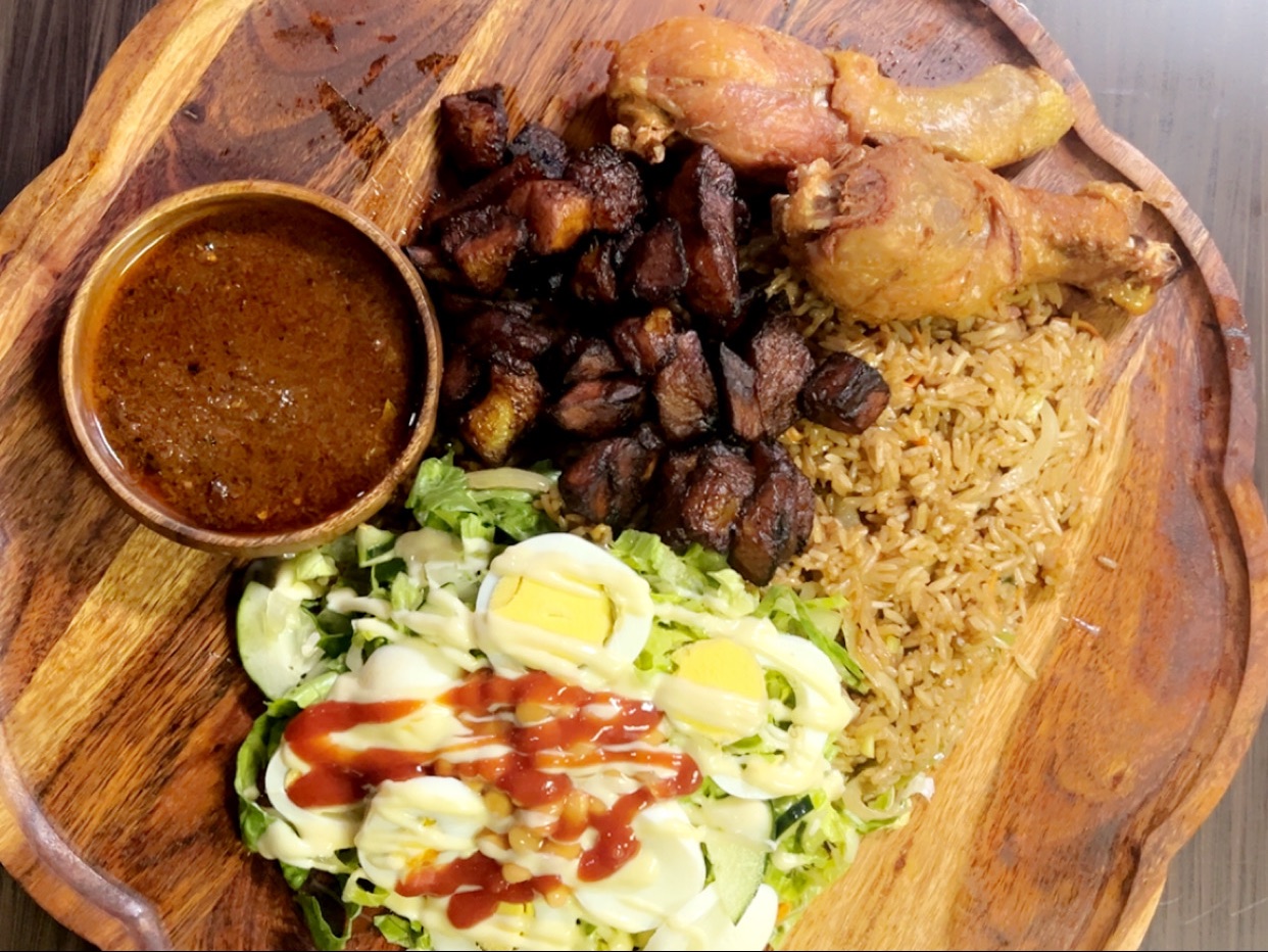 Fried Rice Check-check With Kelewele.